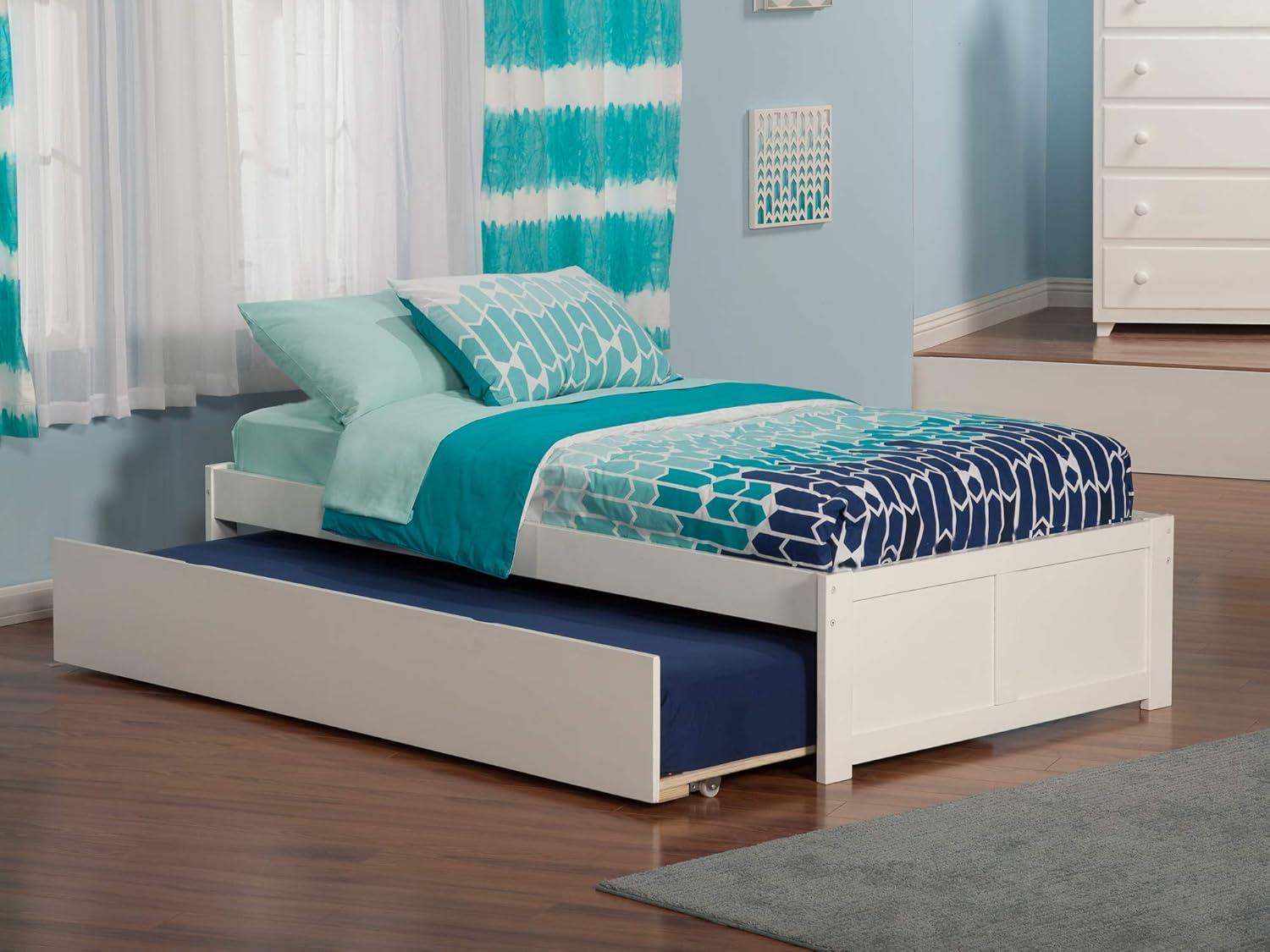 Concord Twin Extra Long Bed with Footboard and Twin Extra Long Trundle in White