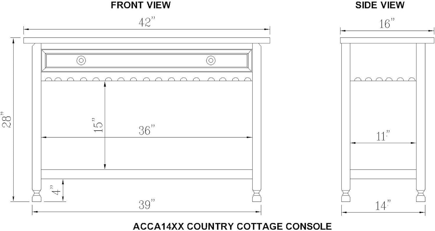 Country Cottage Antique Blue Media Console with Storage Shelf