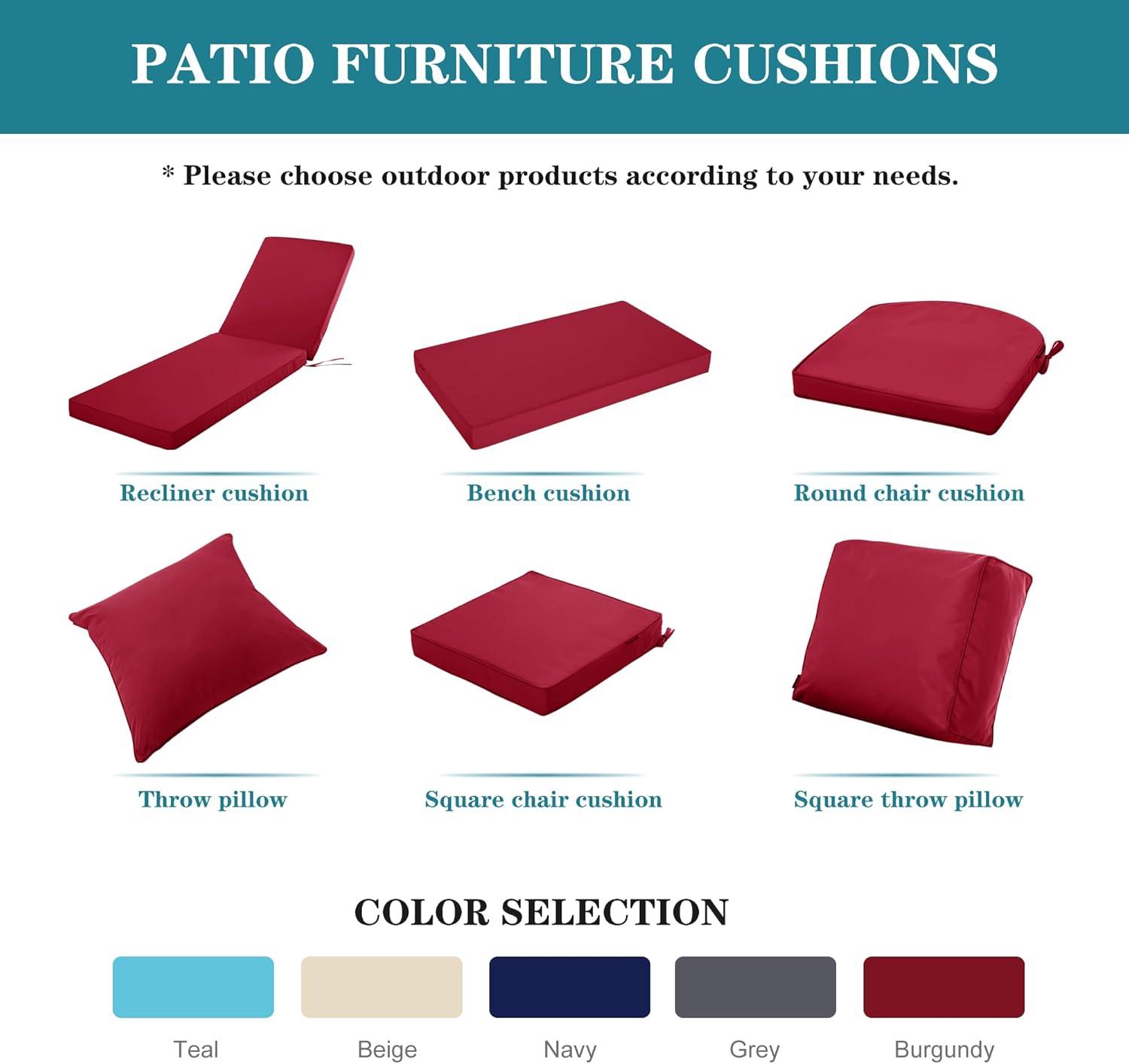 Loveseat Cushion for Outdoor Furniture, Fade and Weather Resistant Deep Seat and Backrest Cushion Set for Patio Couch, 46x24 Inch, Burgundy