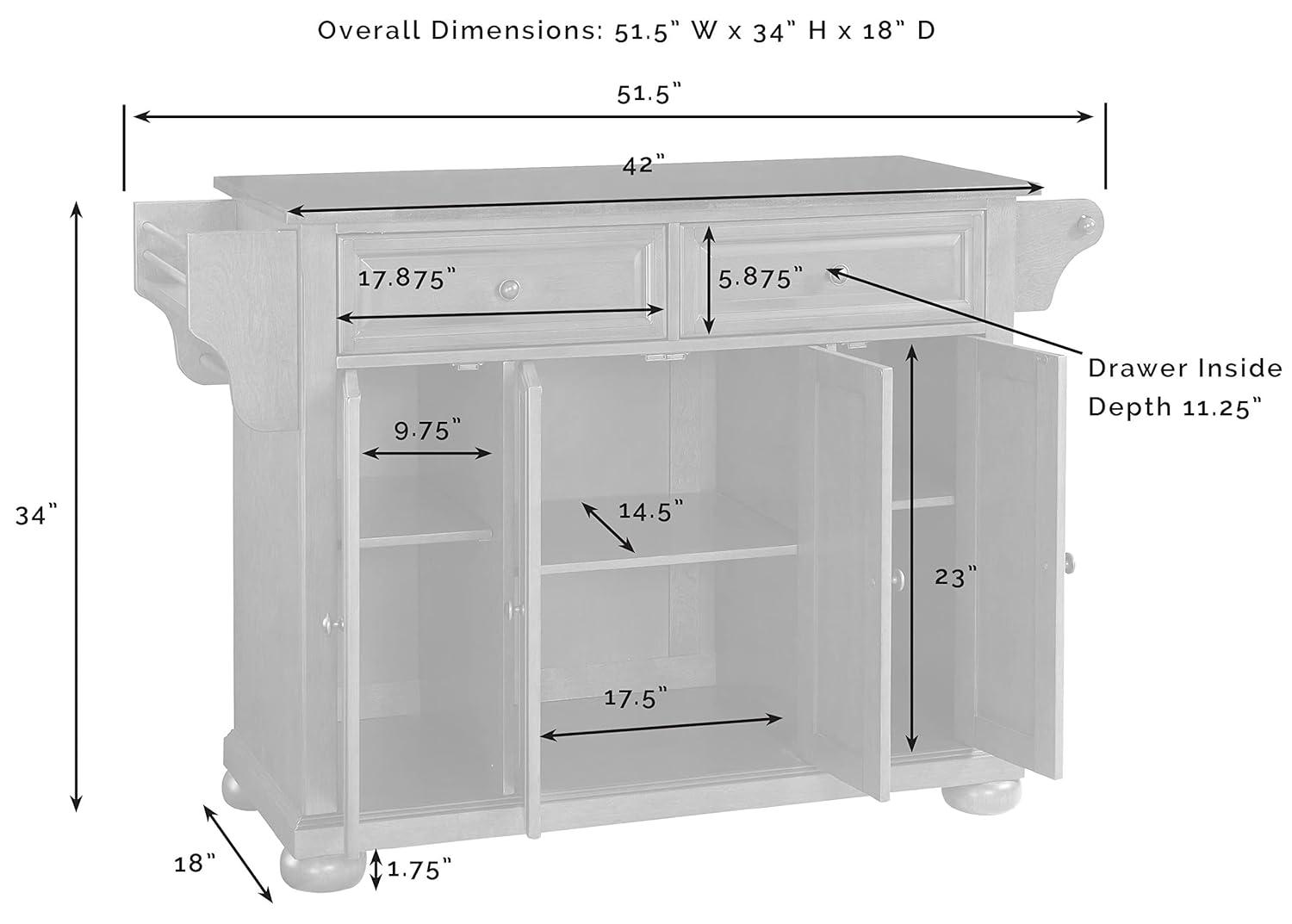 Alexandria Wood Top Full Size Kitchen Island/Cart Mahogany - Crosley: 8 Shelves, 2 Drawers, Adjustable Storage