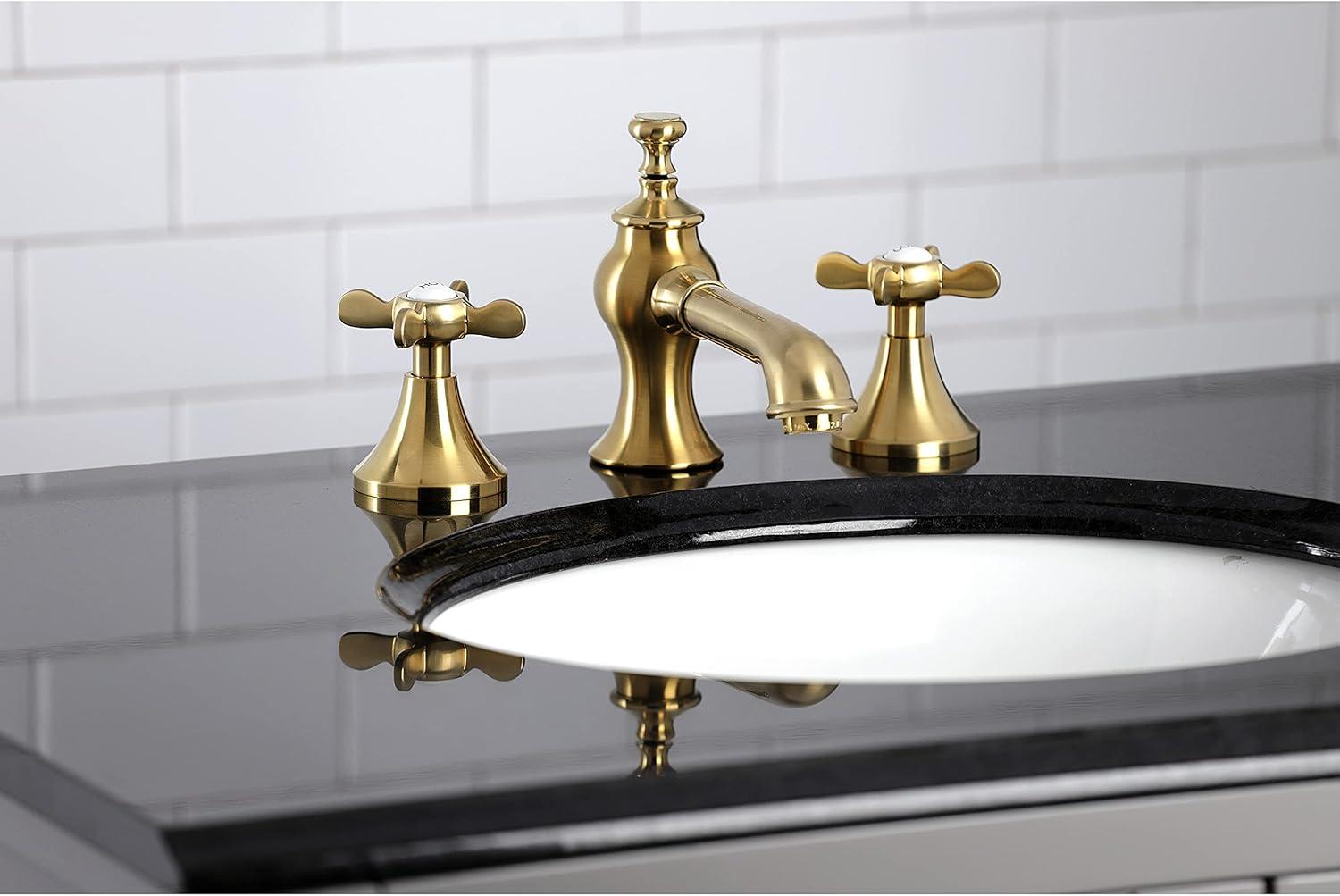 Kingston Brass Essex Two-Handle 3-Hole Deck Mount Widespread Bathroom Faucet with Brass Pop-Up Drain