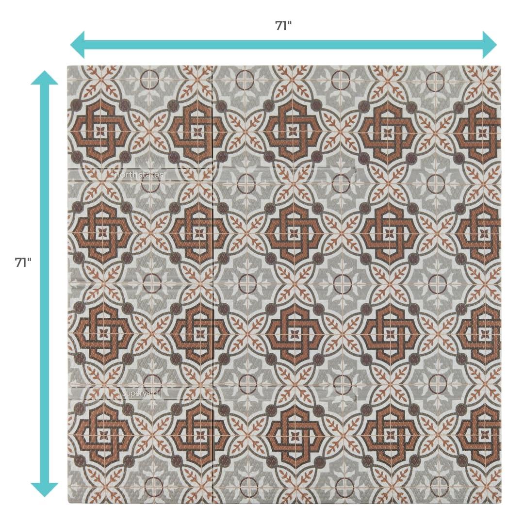 Toddleroo by North States 71" x 71" Foldable Mosaic Padded Play Mat. Extra Large Foam Baby Play Mats for Floor, Waterproof Tummy Time Mat for Indoor & Outdoor Use