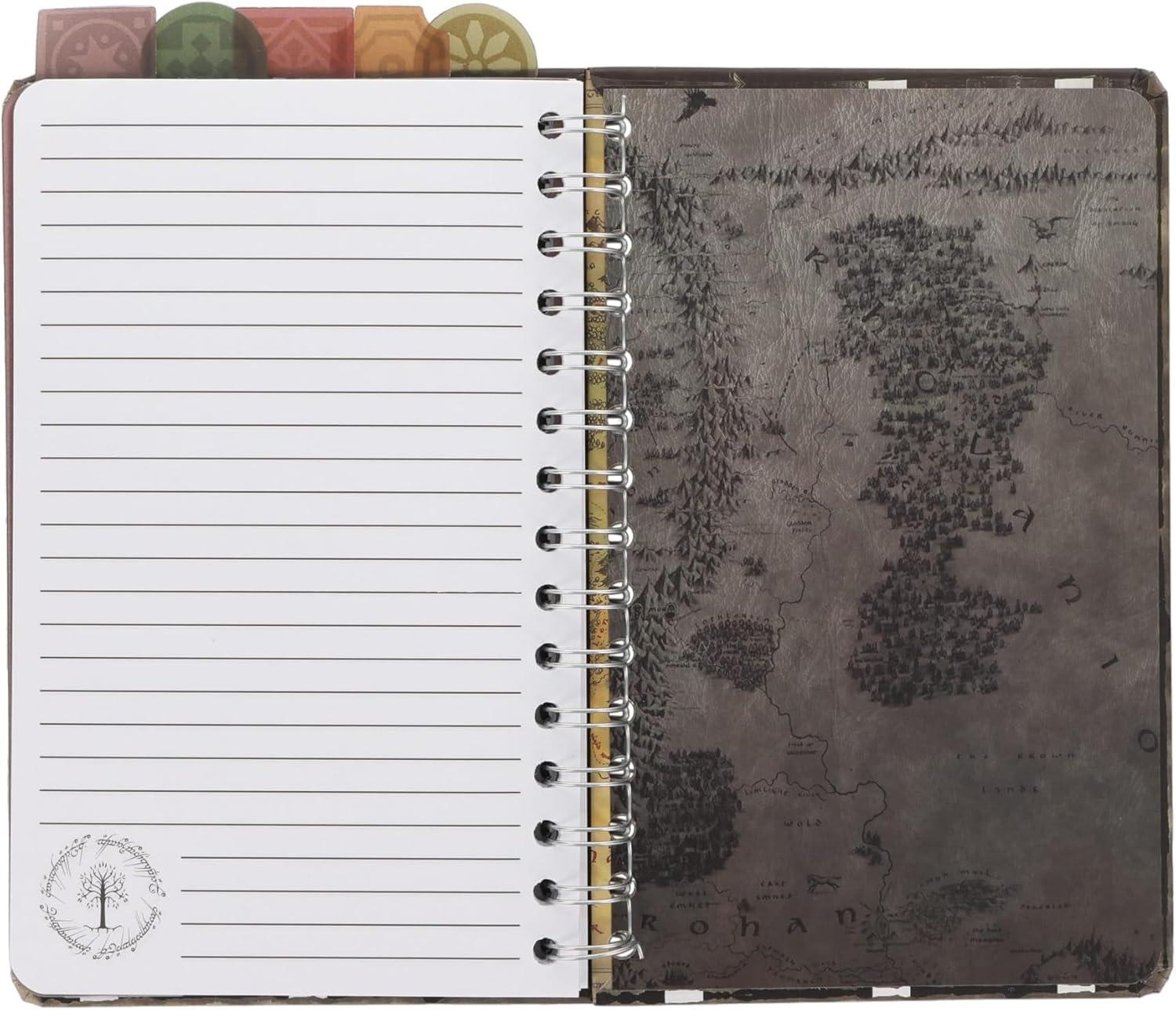 Silver Buffalo The Lord Of The Rings Map Of Middle-earth 5-Tab Spiral Notebook With 75 Sheets