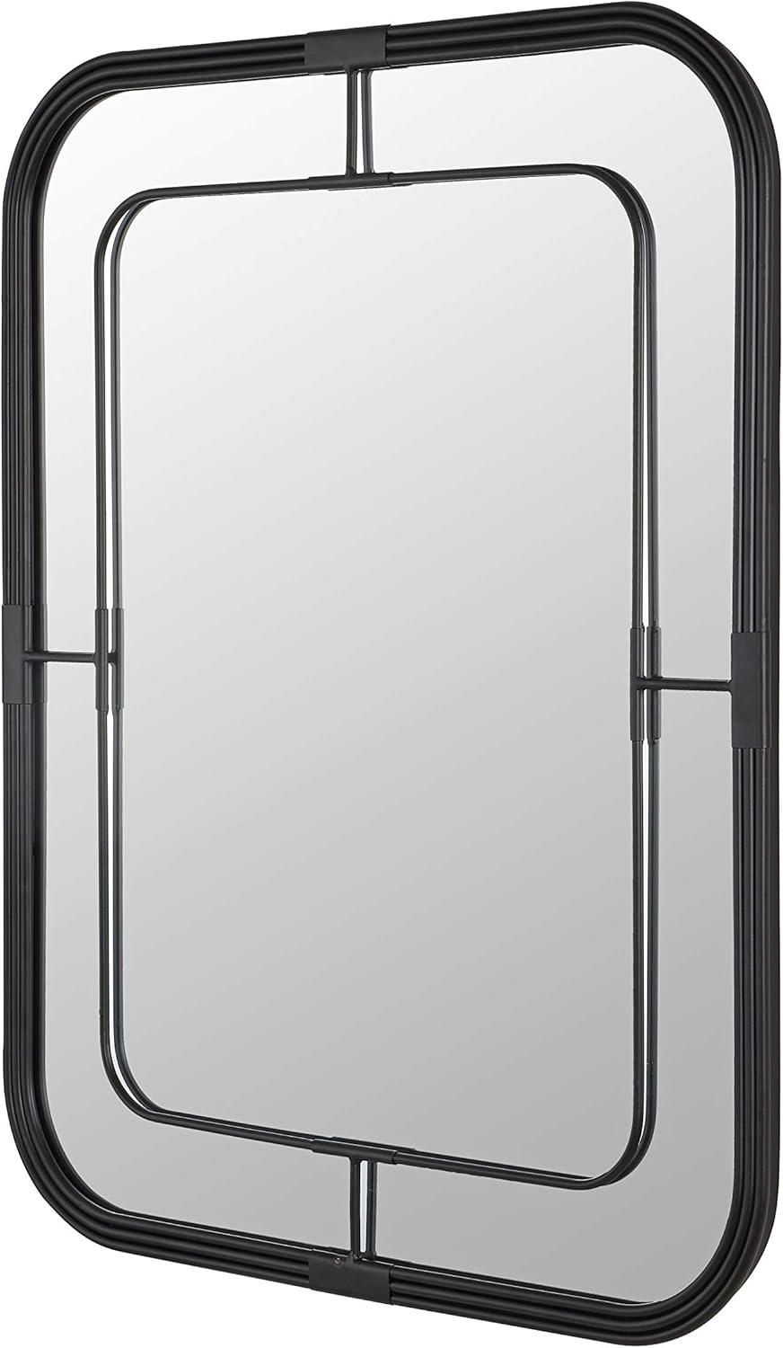 Safavieh 31.69" Black Rectangular Wood Wall Mirror