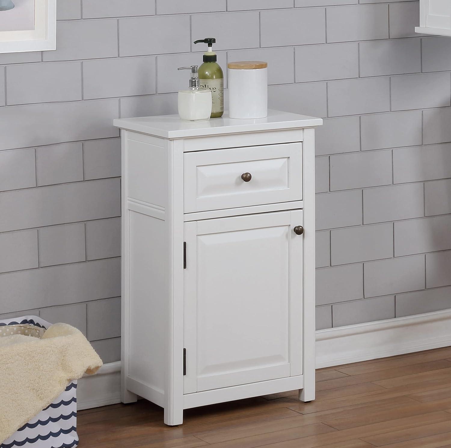 Dorset Bathroom Storage Tower with Open Upper Shelves and Lower Cabinet - Alaterre Furniture