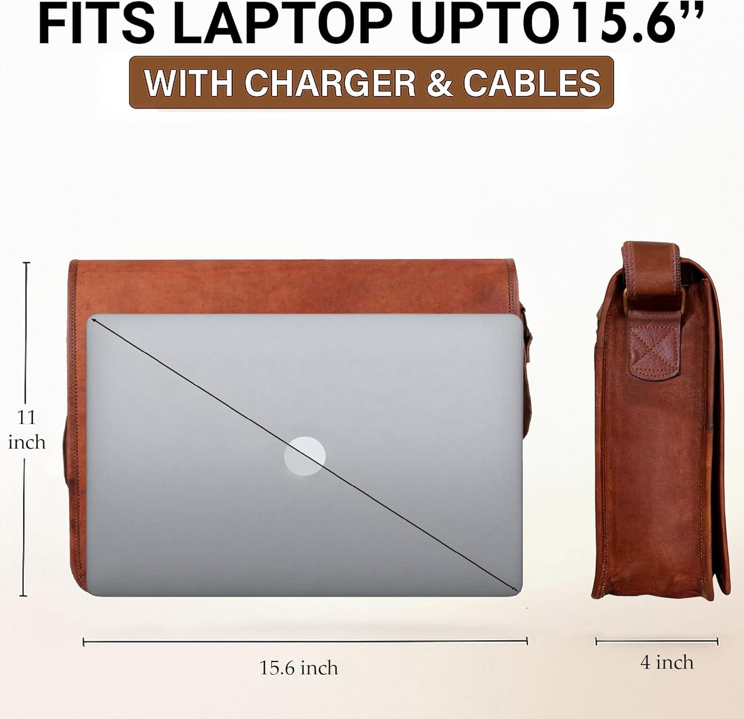 Messenger Bag Genuine Leather (Unisex, Adults, Brown, Medium) by Vintage Gallery!!