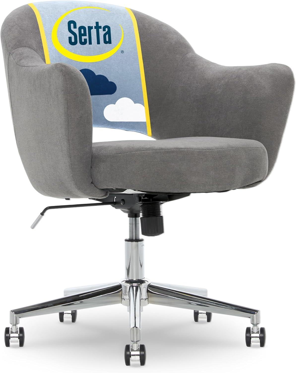 Serta Valetta Midcentury Modern Faux Fur Home Office Chair with Memory Foam Padding