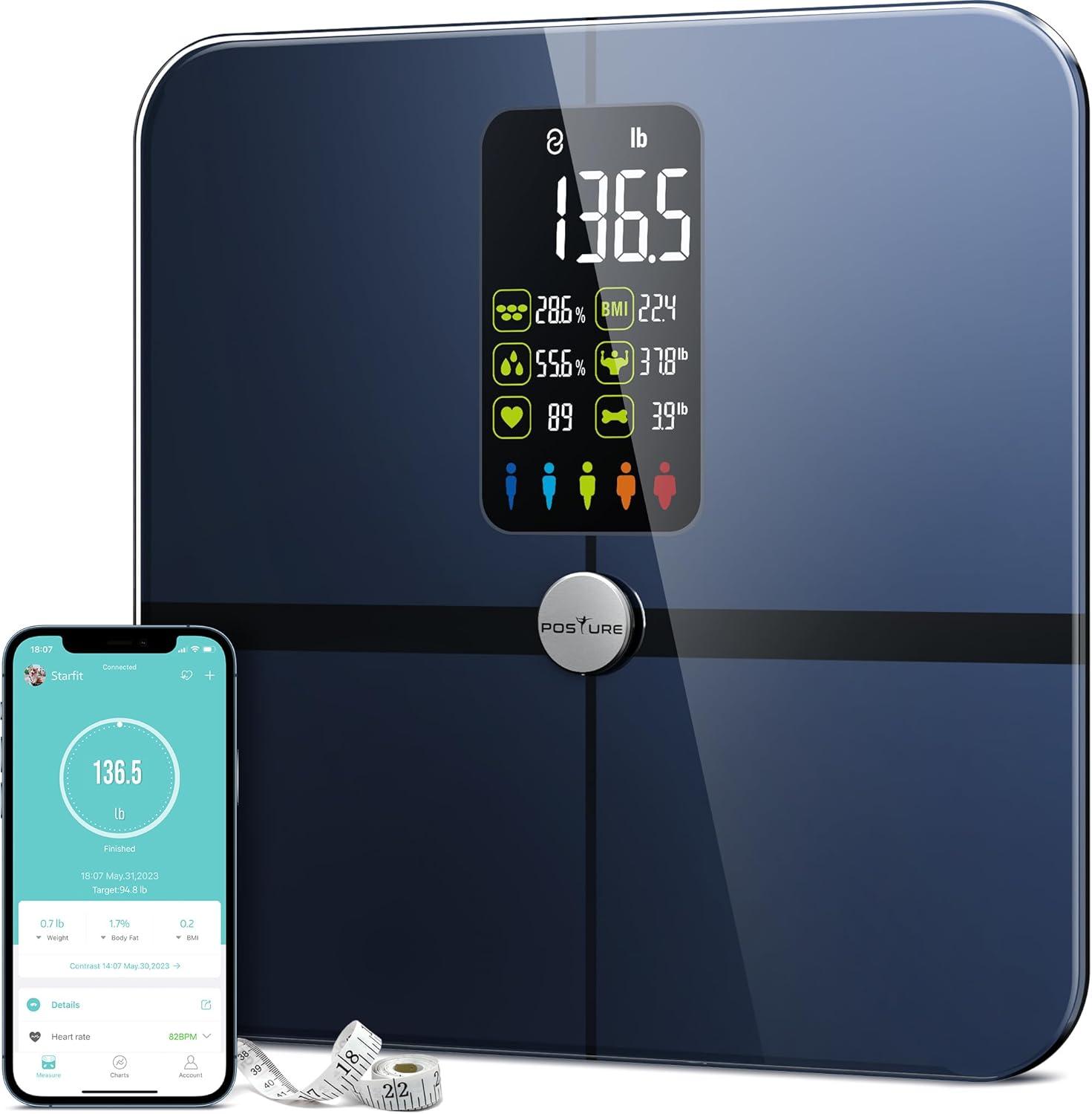 Black Digital Smart Body Analysis Floor Scale with Large Display