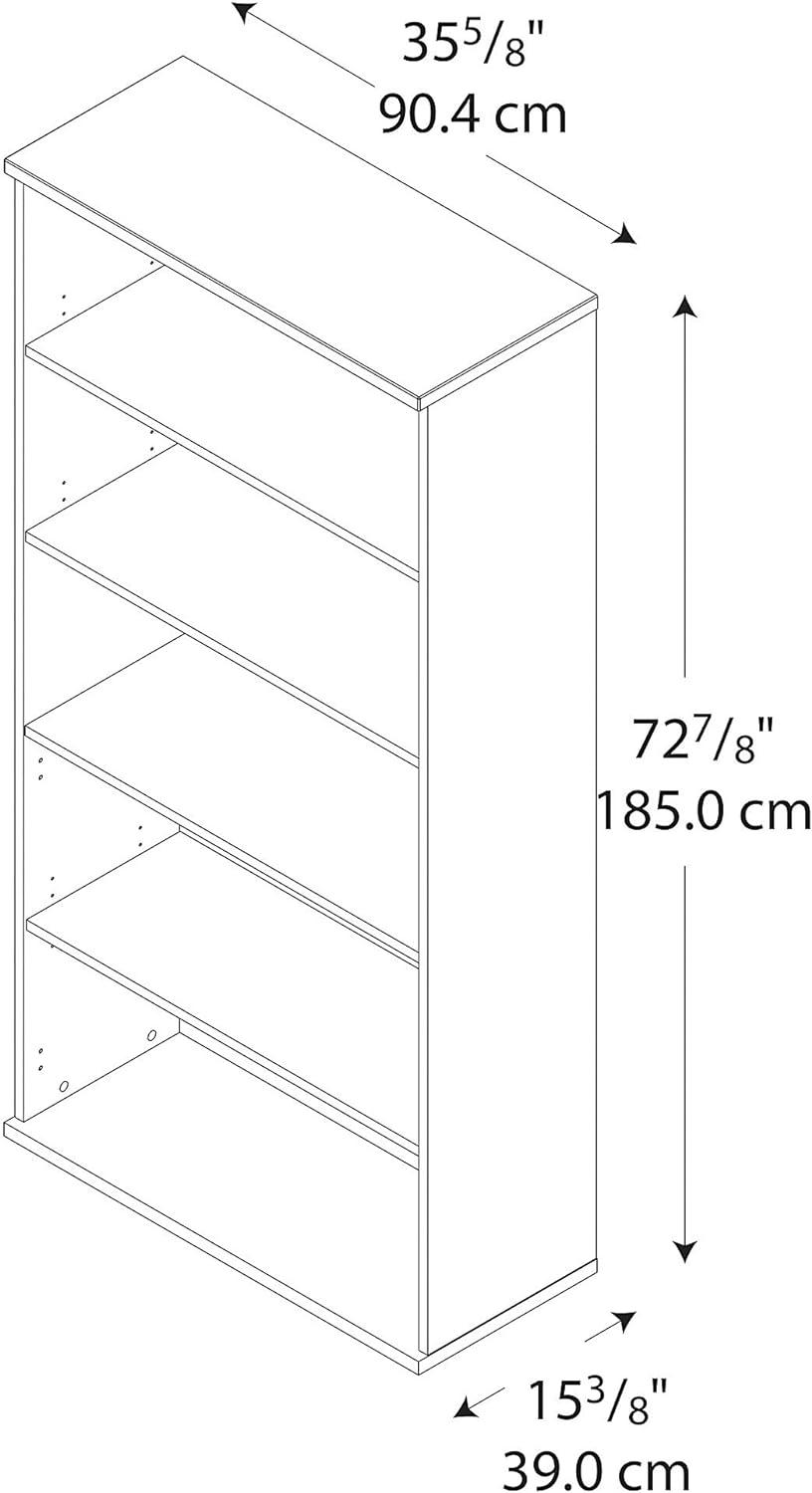 Mahogany Adjustable 5-Shelf Tall Bookcase