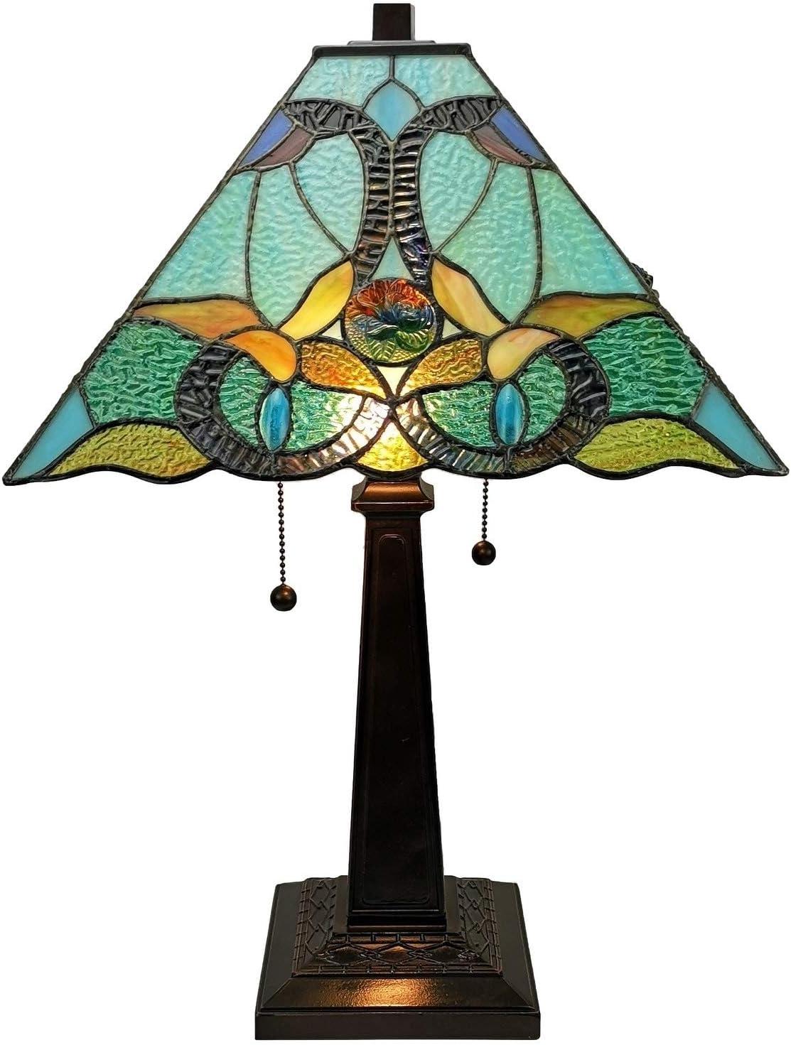 Amora Lighting  23 in. High Tiffany Style Floral Mission Table Lamp