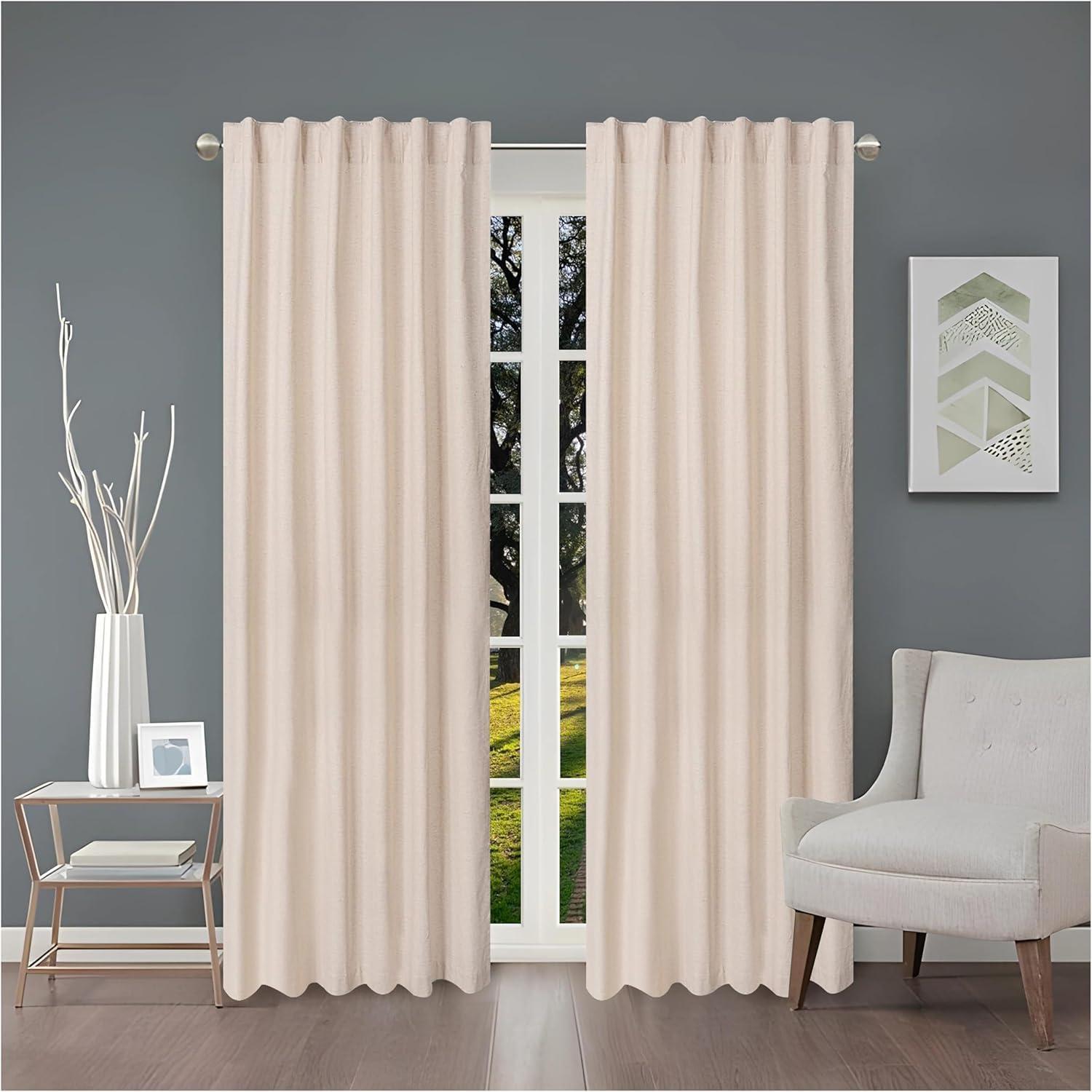 HOMIDATE Natural Linen Curtain Panels for Living Room & Bedroom 96 Inch -Set of 2,50x96 Inch Flax Linen Drapes,Lightweight Cotton Linen Curtains for Modern Home Decor