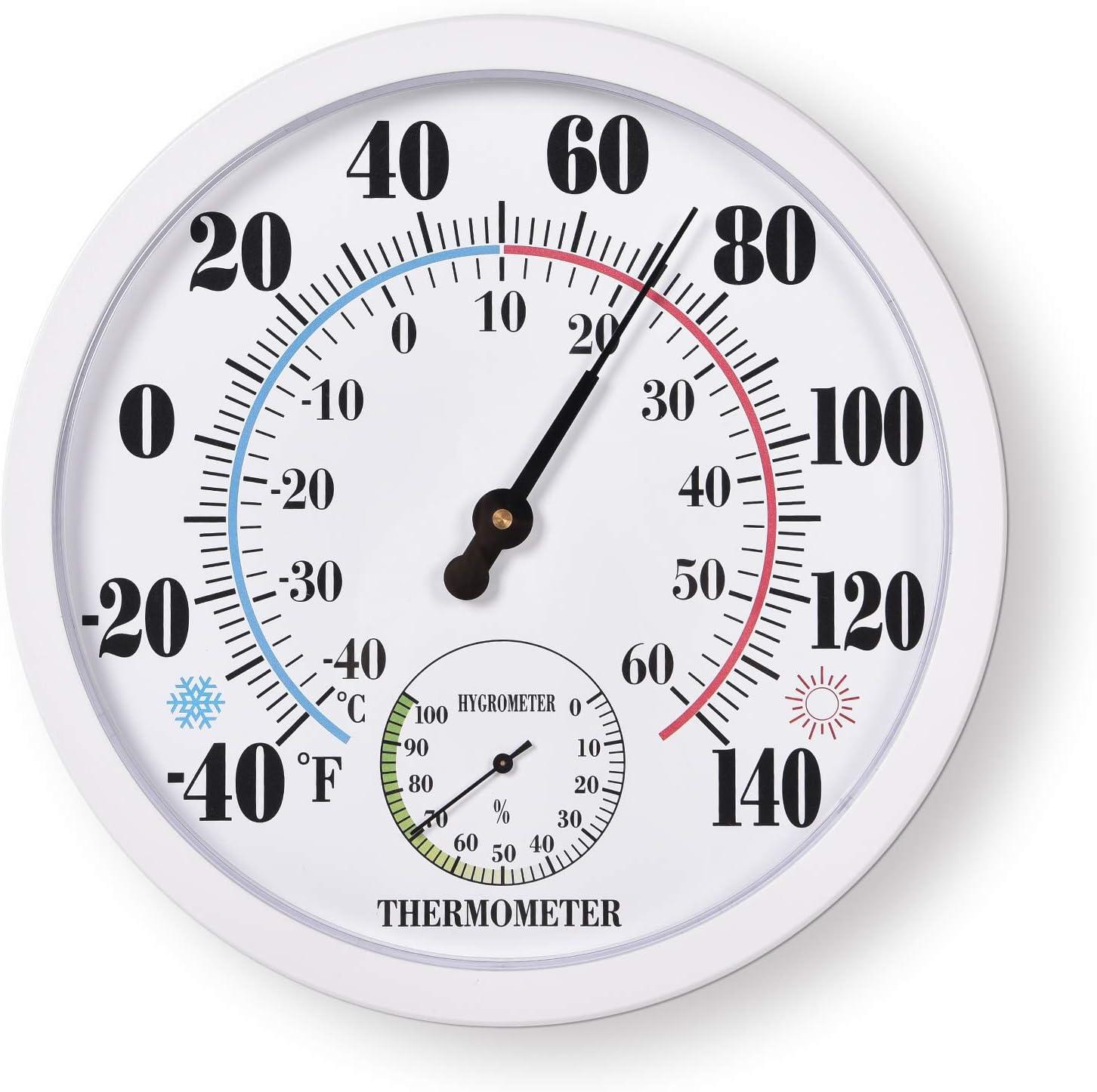 White 10-Inch Indoor Outdoor Thermometer Hygrometer