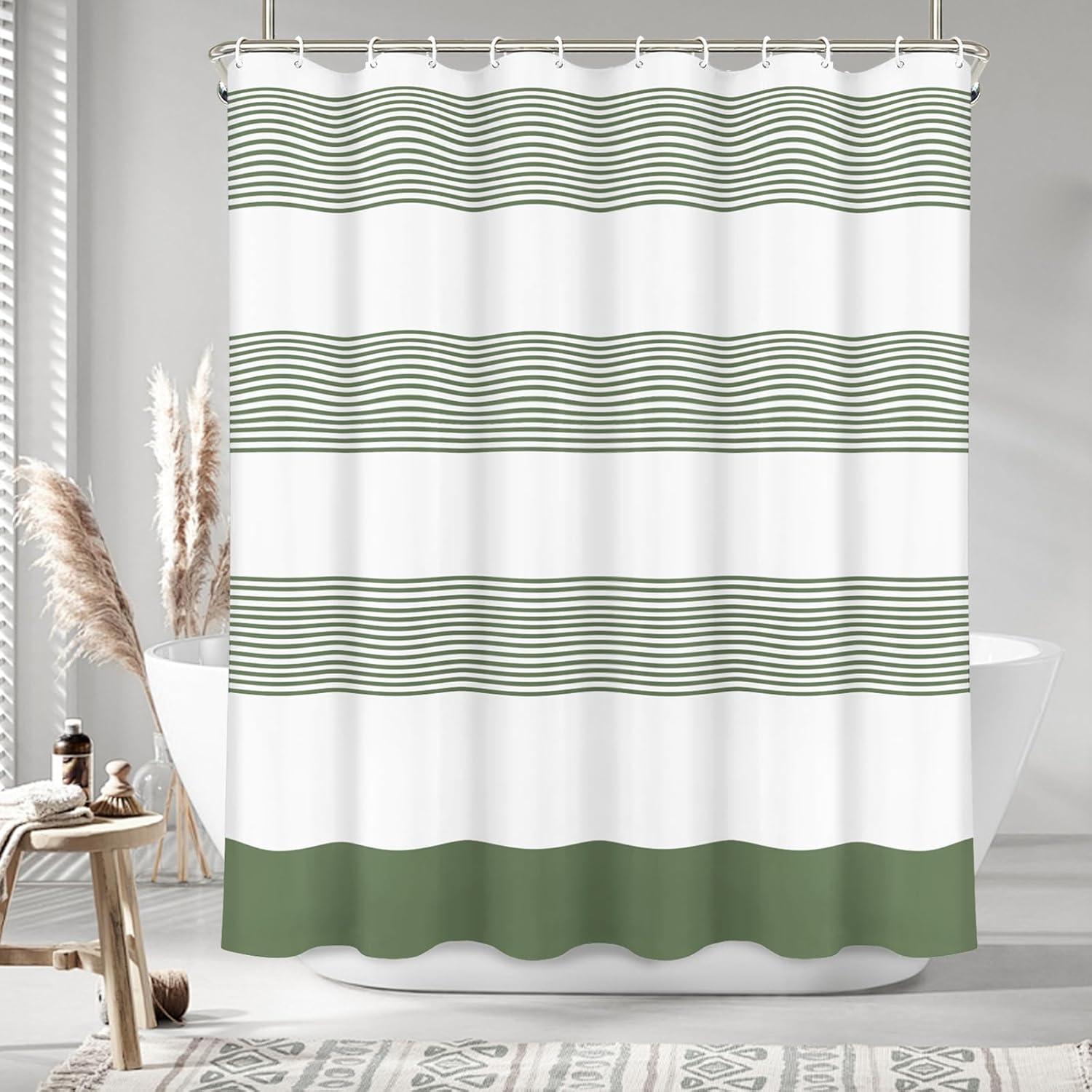 Broddrick Striped Shower Curtain with Hooks Included