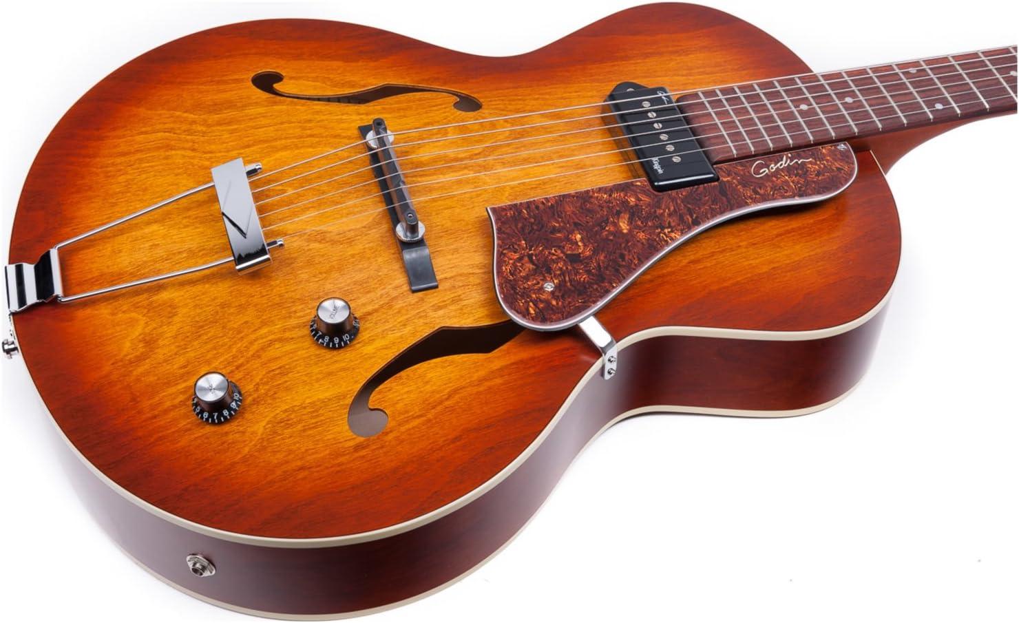 Godin 5th Avenue Kingpin Archtop Hollowbody Electric Guitar With P-90 Pickup Cognac Burst