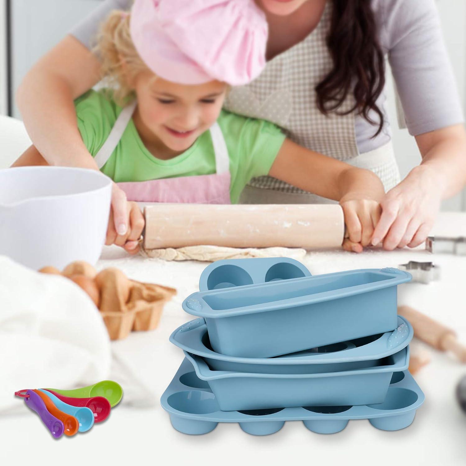 Economical 7-Piece Blue Silicone Nonstick Bakeware Set