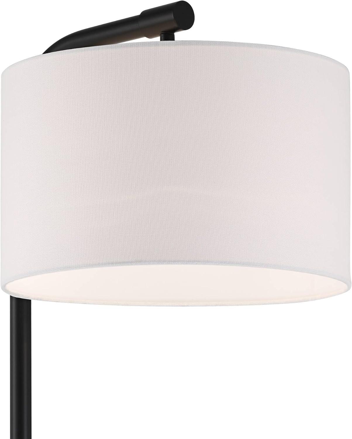 360 Lighting Serra Modern Art Deco 64" Tall Standing Floor Lamp Curved Chairside Arc Offset Arm Foot Switch Black Metal Living Room Bedroom House