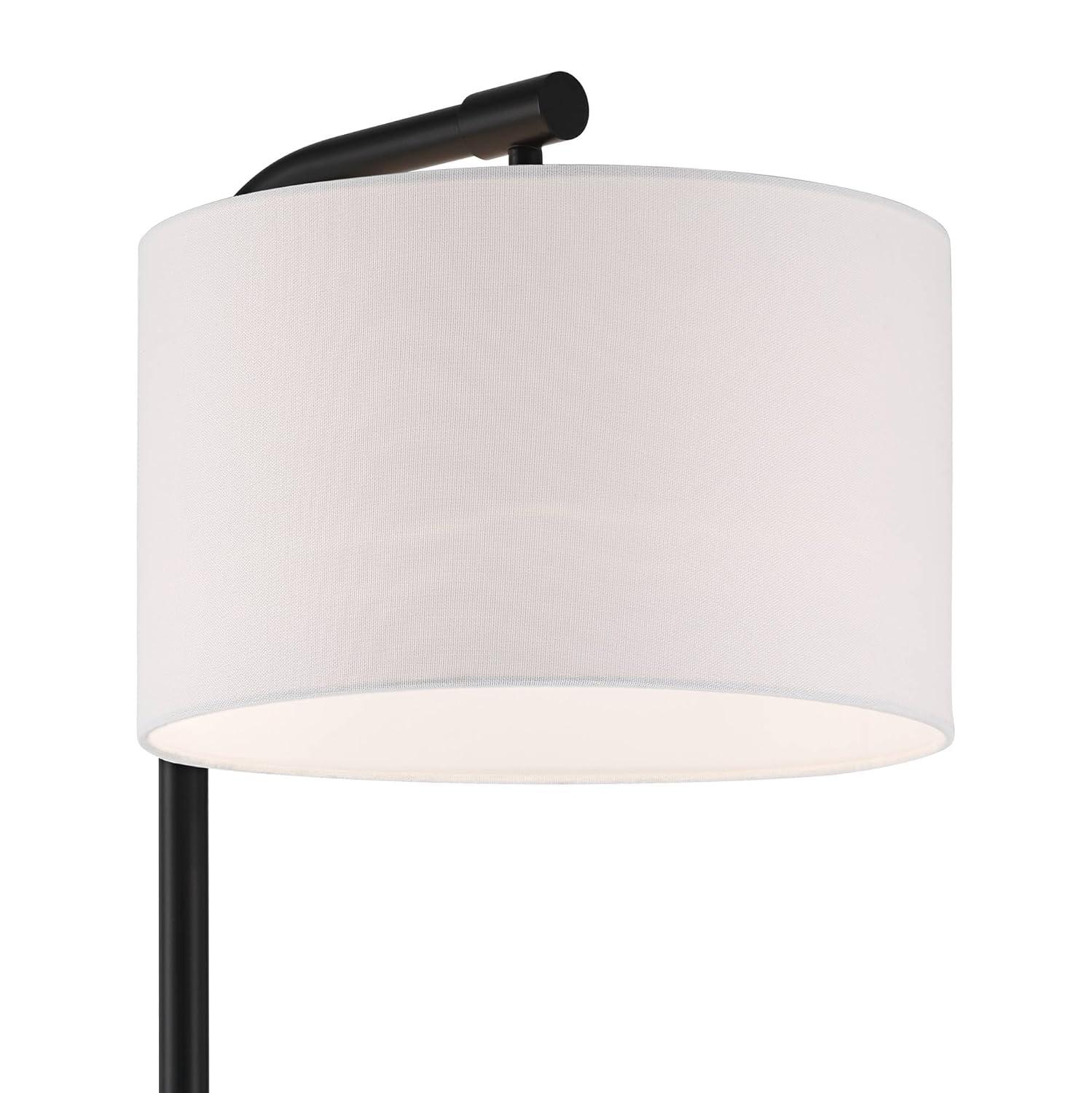 360 Lighting Serra Modern Art Deco 64" Tall Standing Floor Lamp Curved Chairside Arc Offset Arm Foot Switch Black Metal Living Room Bedroom House