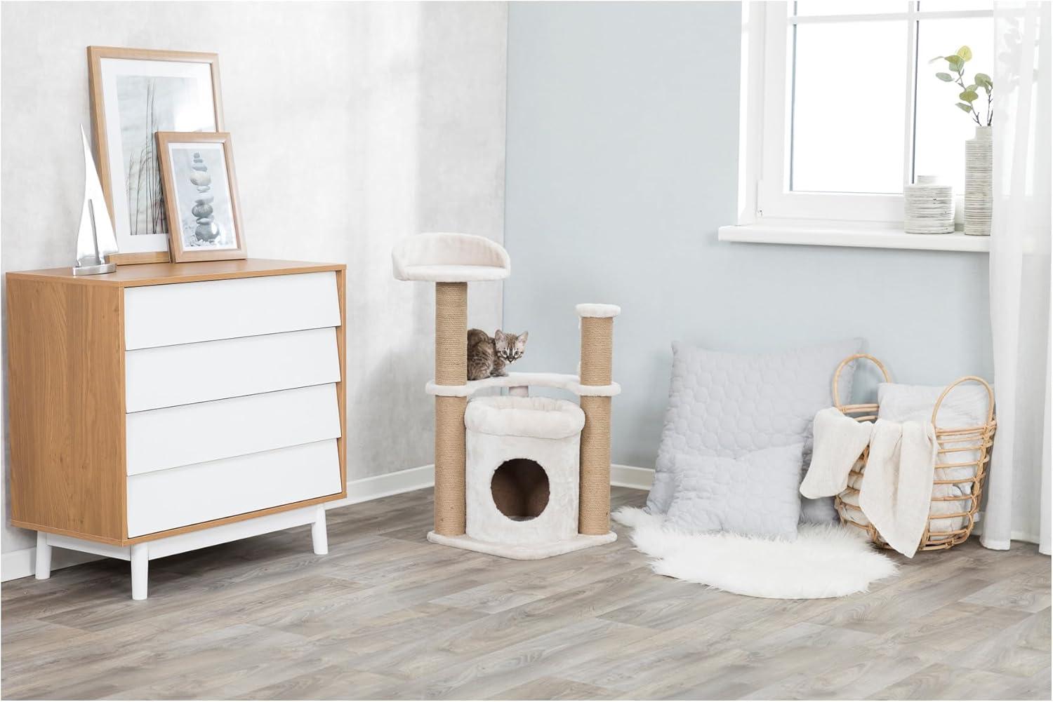 TRIXIE TRIXIE Nayra 32.7" Cat Tree, 3-Level Cat Scratcher, Plush Covered Cat Condo Removable Bed, Platform & Perch