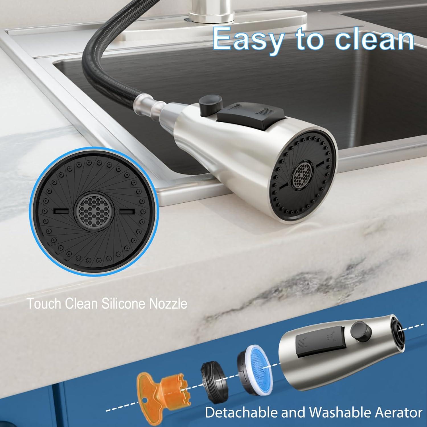 WOWOW 3-Function Sprayer Pull Down Kitchen Faucet Spray Head Replacement With 9-Adapter Kit