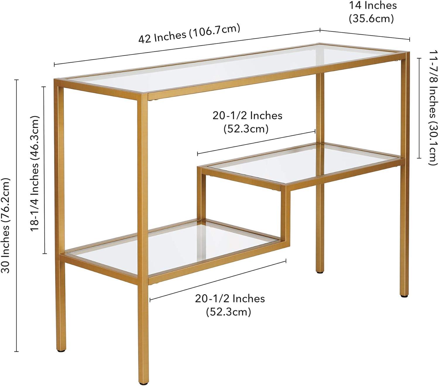 Evelyn&Zoe Lovett 42" Wide Rectangular Console Table, Brass