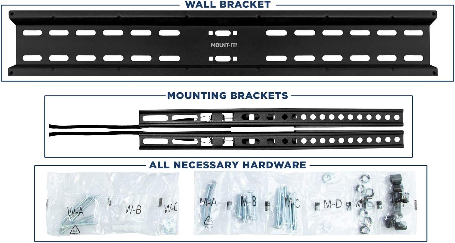 Black Fixed Wall Mount for Holds up to 77 lbs