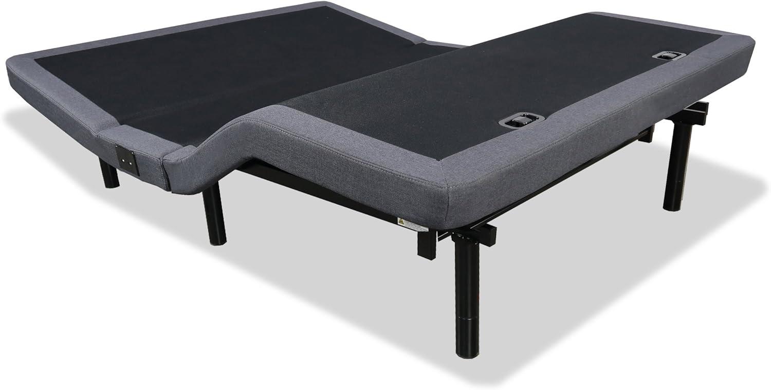 King Adjustable Black Metal Frame Bed with Wireless Remote