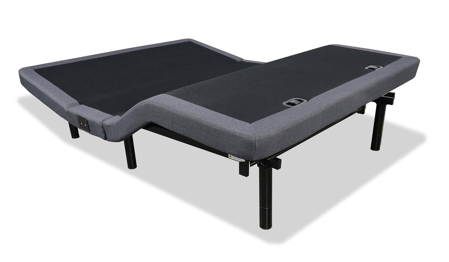 King Adjustable Black Metal Frame Bed with Wireless Remote