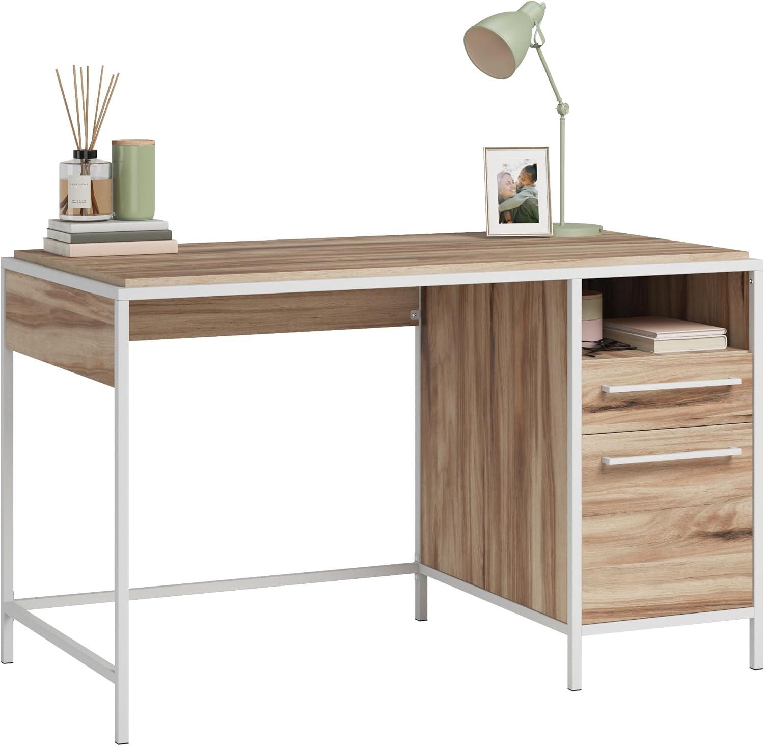 17 Stories Home Office Desk with Drawers and Open Shelf