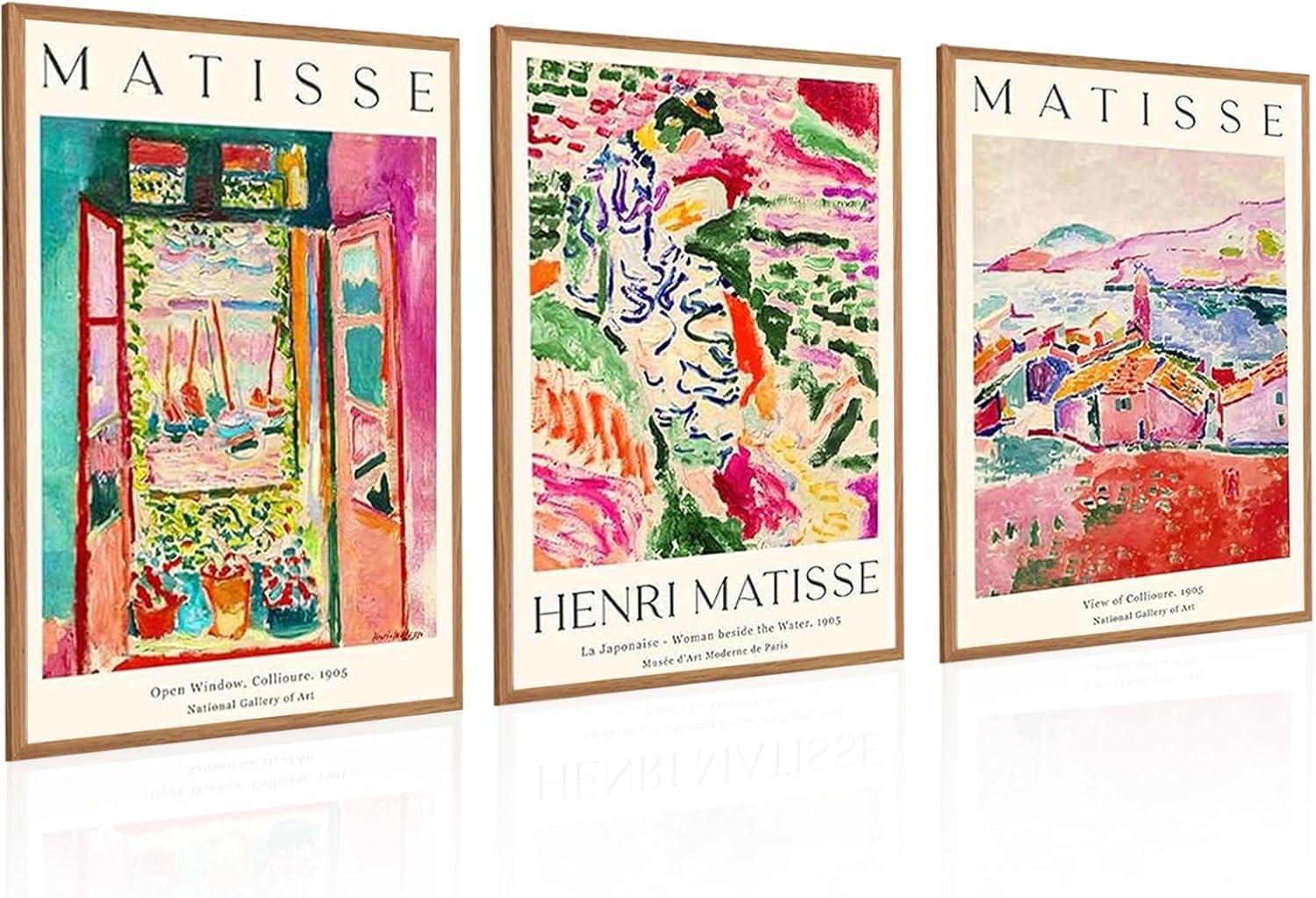 HAUS AND HUES Matisse Prints - Set of 3 Henri Matisse Wall Art, Famous Artist Paintings, Colorful Matisse Poster Set, Impressionist and Modern Art, Classic Art Poster (12x16, Unframed)