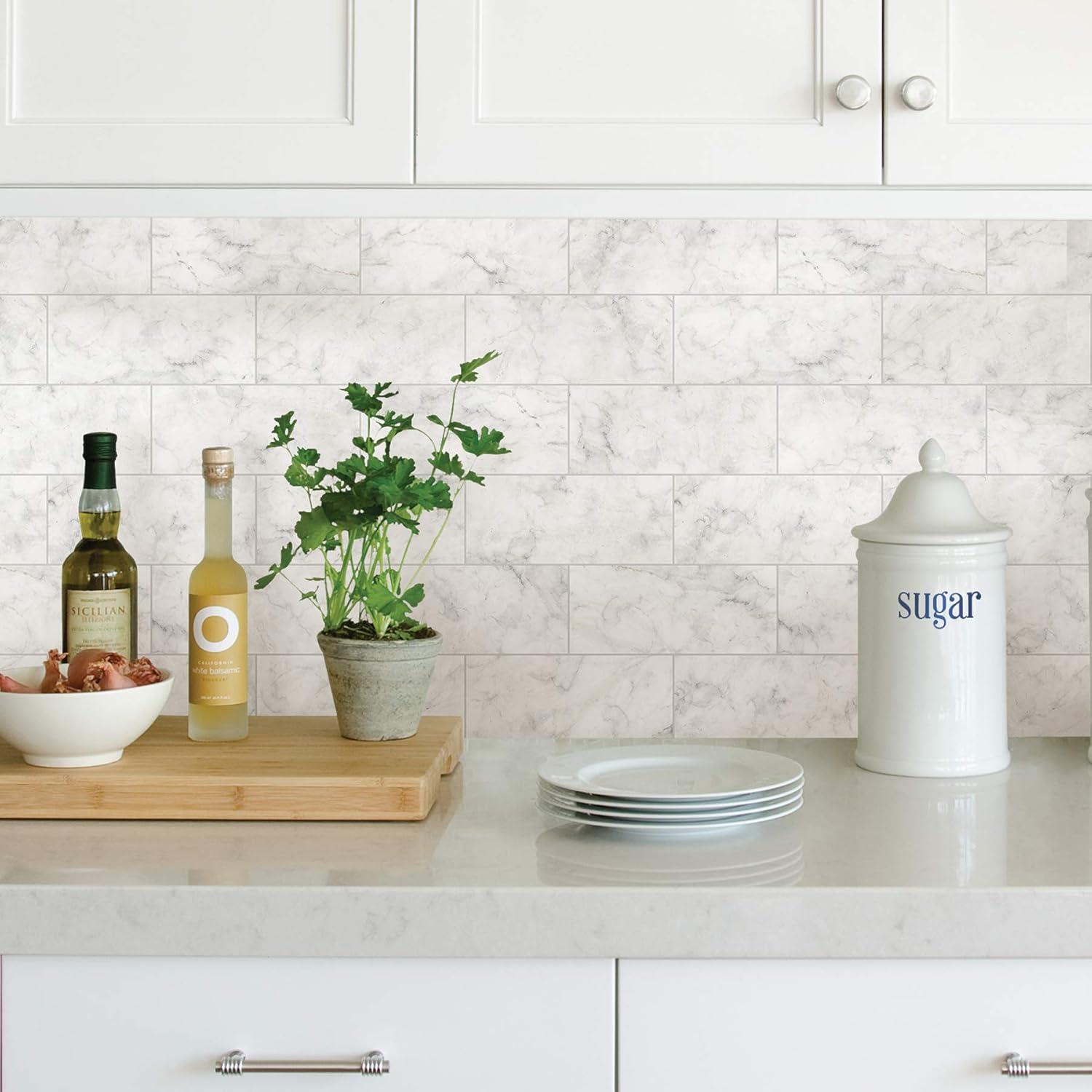 Brewster Home Fashions Marble Tile Peel & Stick Backsplash
