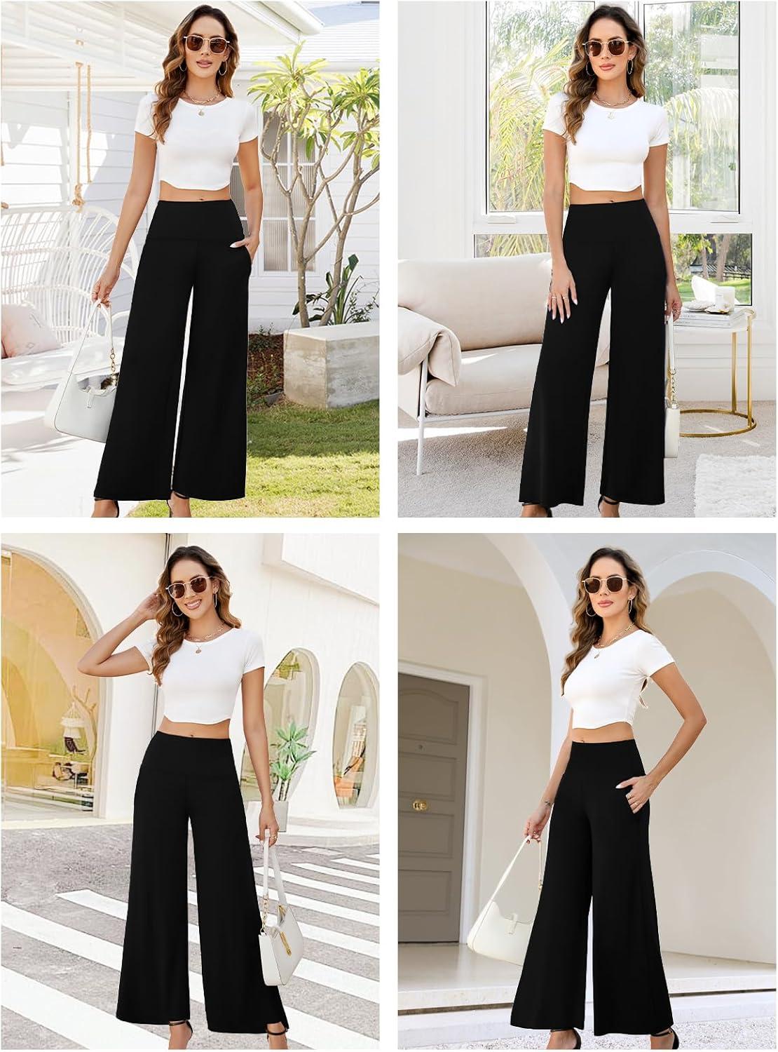 Arolina Women's Stretchy Wide Leg Palazzo Lounge Pants with Pockets Casual Comfy High Waist Palazzo Pants for Women Dressy