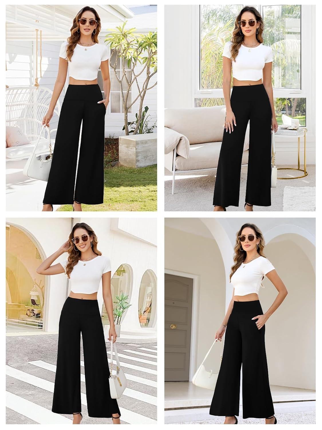 Arolina Women's Stretchy Wide Leg Palazzo Lounge Pants with Pockets Casual Comfy High Waist Palazzo Pants for Women Dressy