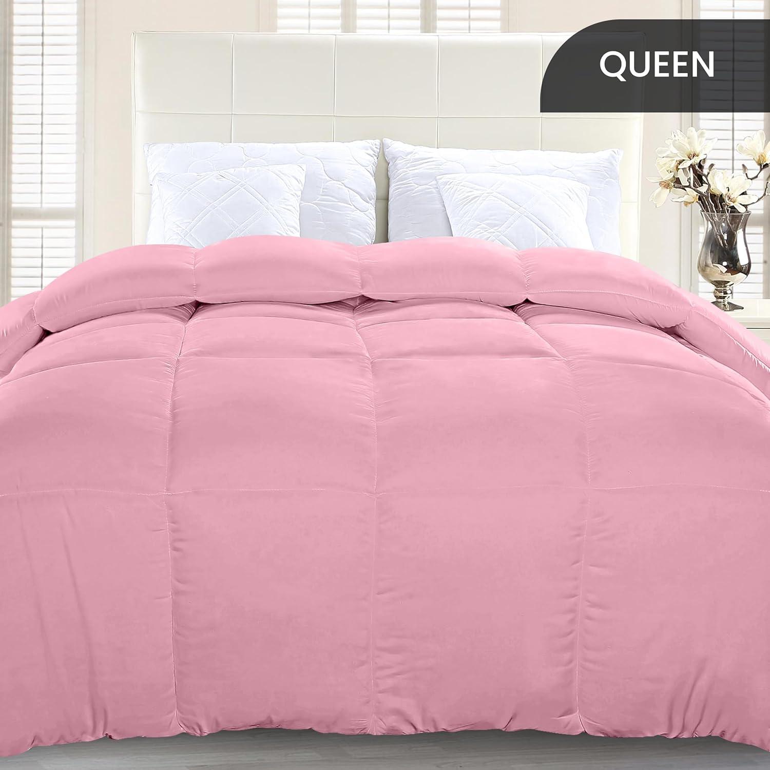 Utopia Bedding Comforter Duvet Insert, Quilted Comforter with Corner Tabs, Box Stitched Down Alternative Comforters Queen Size (Pink)