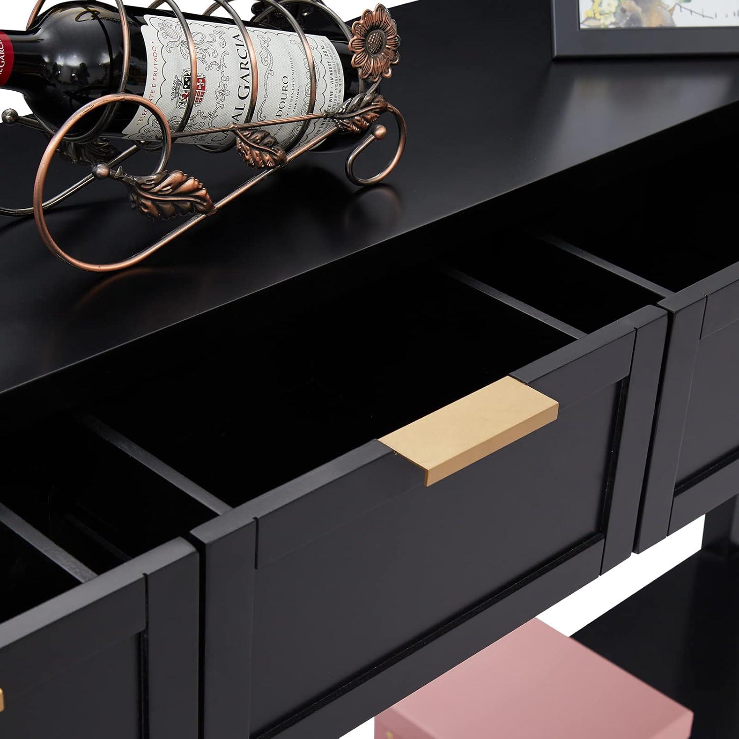 Kinfant Morden Console Table with Drawers, Narrow Sofa Table with Storage Shelf for Living Room, Entryway, Hallway, Black