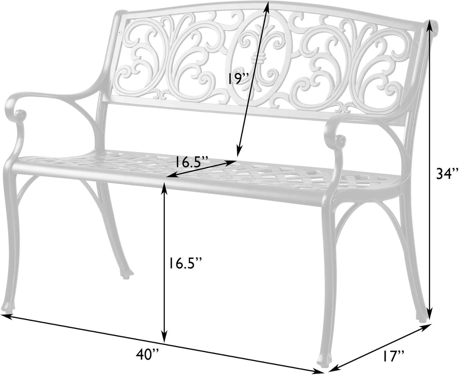 Decatur Antique Bronze Cast Aluminum Outdoor Patio Bench