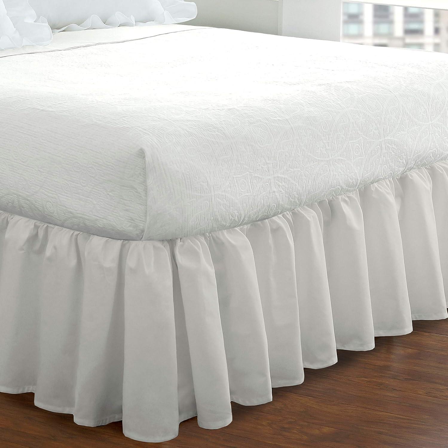 Fresh Ideas Ruffled Poplin Collection Bed Skirt, Twin, White