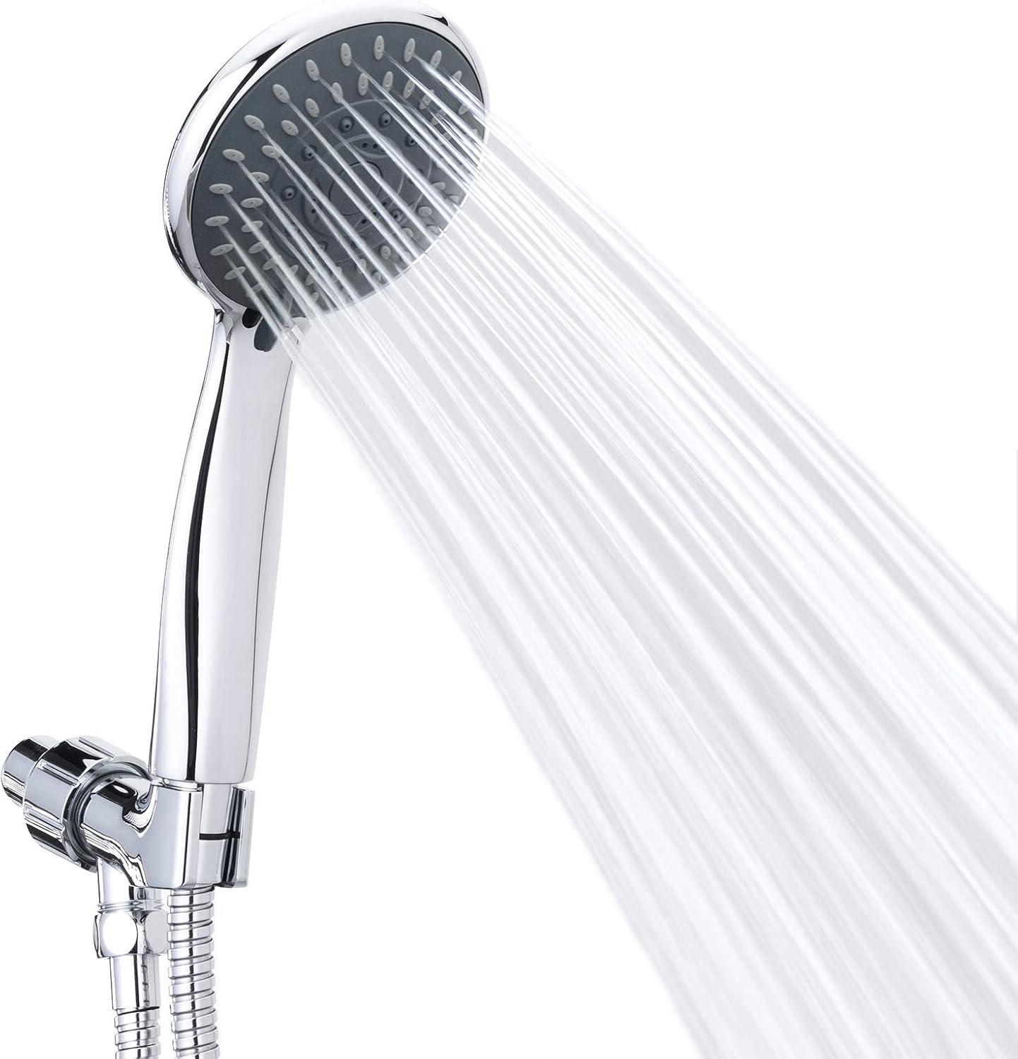 Chrome Handheld Shower Head with Filter and 5 Spray Modes