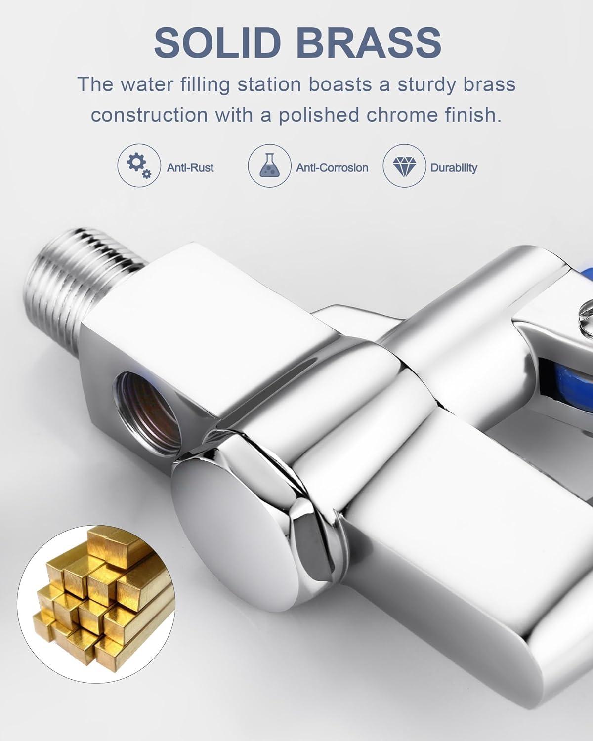 Glass Filler Faucet Wall Mount: WOWOW Push Water Bottle Filling Station Solid Brass, Commercial Water Filler Faucet for Bar, Diner, Cafe, Restaurant, Kitchen and Coffee Shop, 3/8 Male Inlet