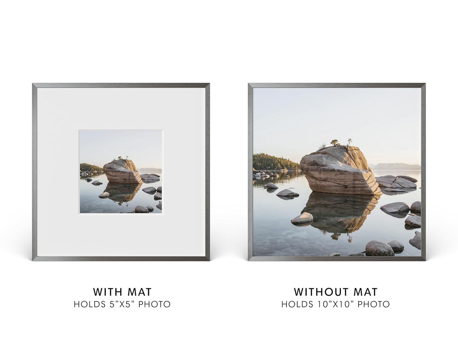 Haus and Hues Brushed Metal Single Picture Frame with Real Glass, Gray, 10x10