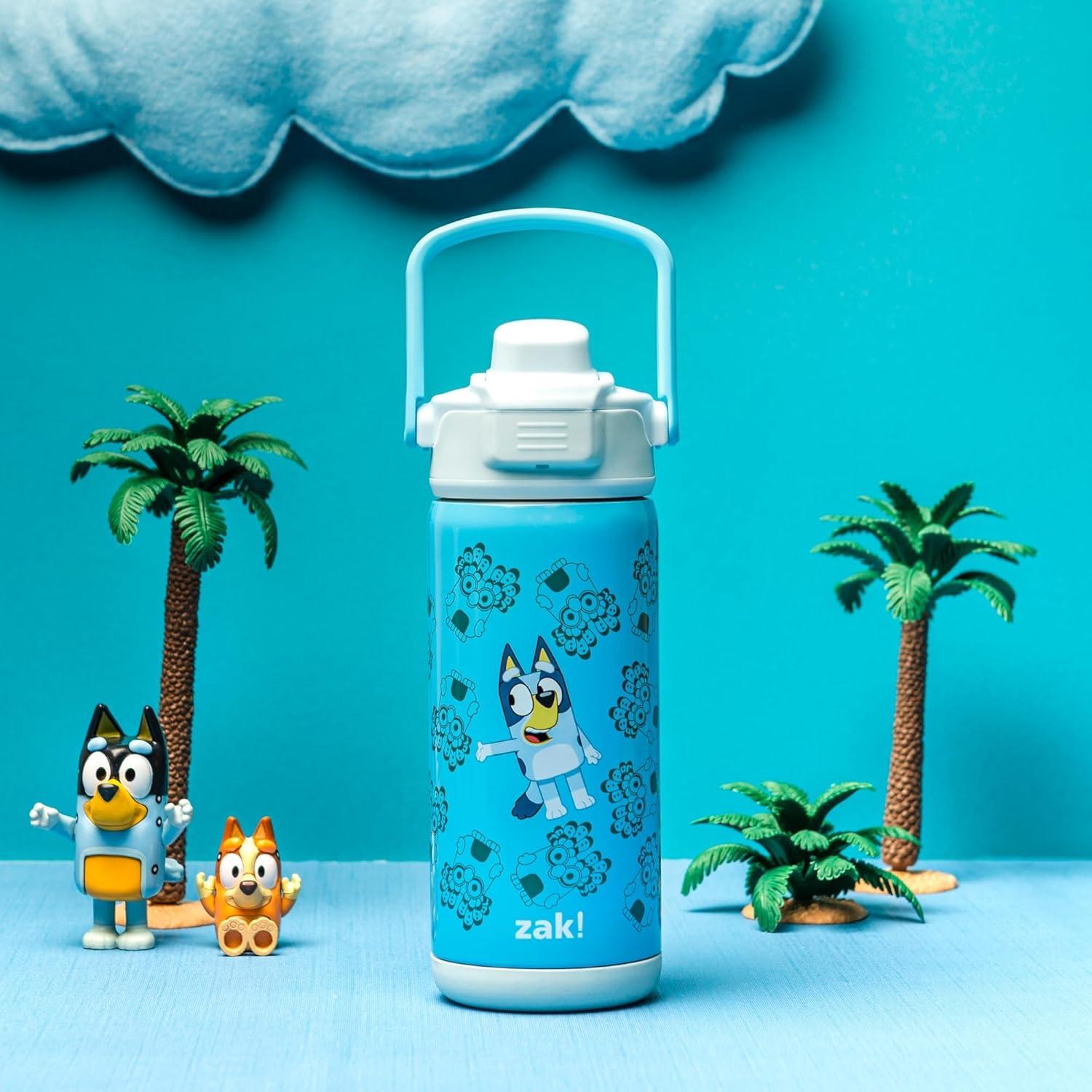 Zak Designs 14oz Stainless Steel Kids' Water Bottle with Antimicrobial Spout 'Bluey'