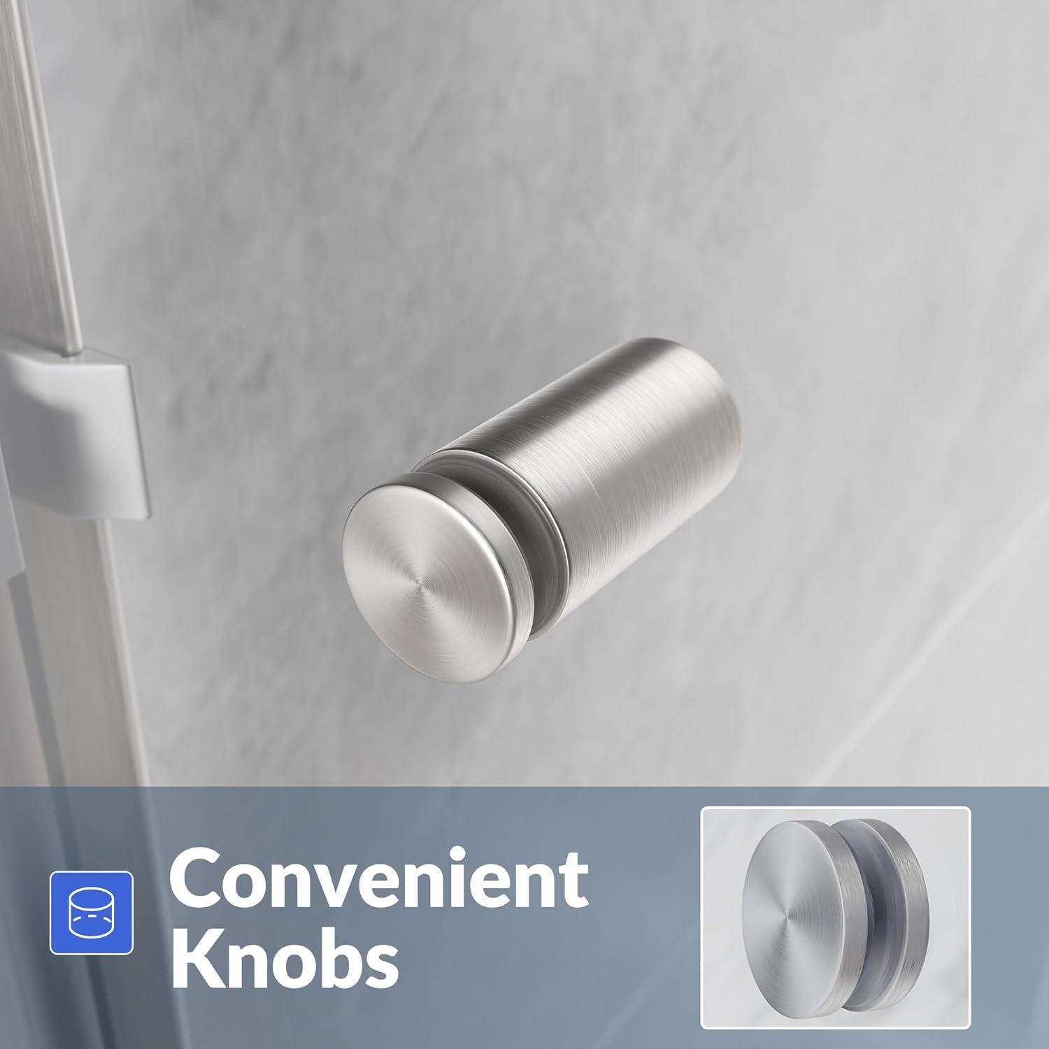 Sunny Shower Double Sliding Shower Door 54" W x 72" H in Brushed Nickel Finish