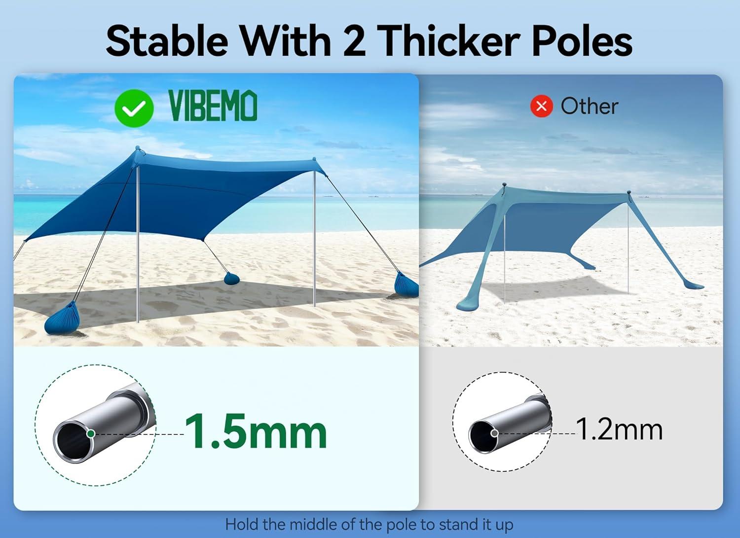 Cyan 10 x 10ft Lycra Beach Tent with Aluminum Poles