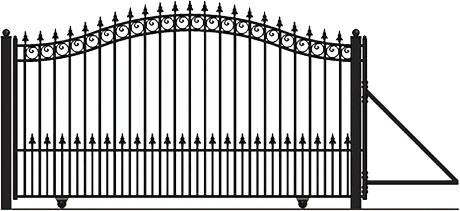 ALEKO Prague Style Ornamental Steel Single Sliding 12' Driveway Gate