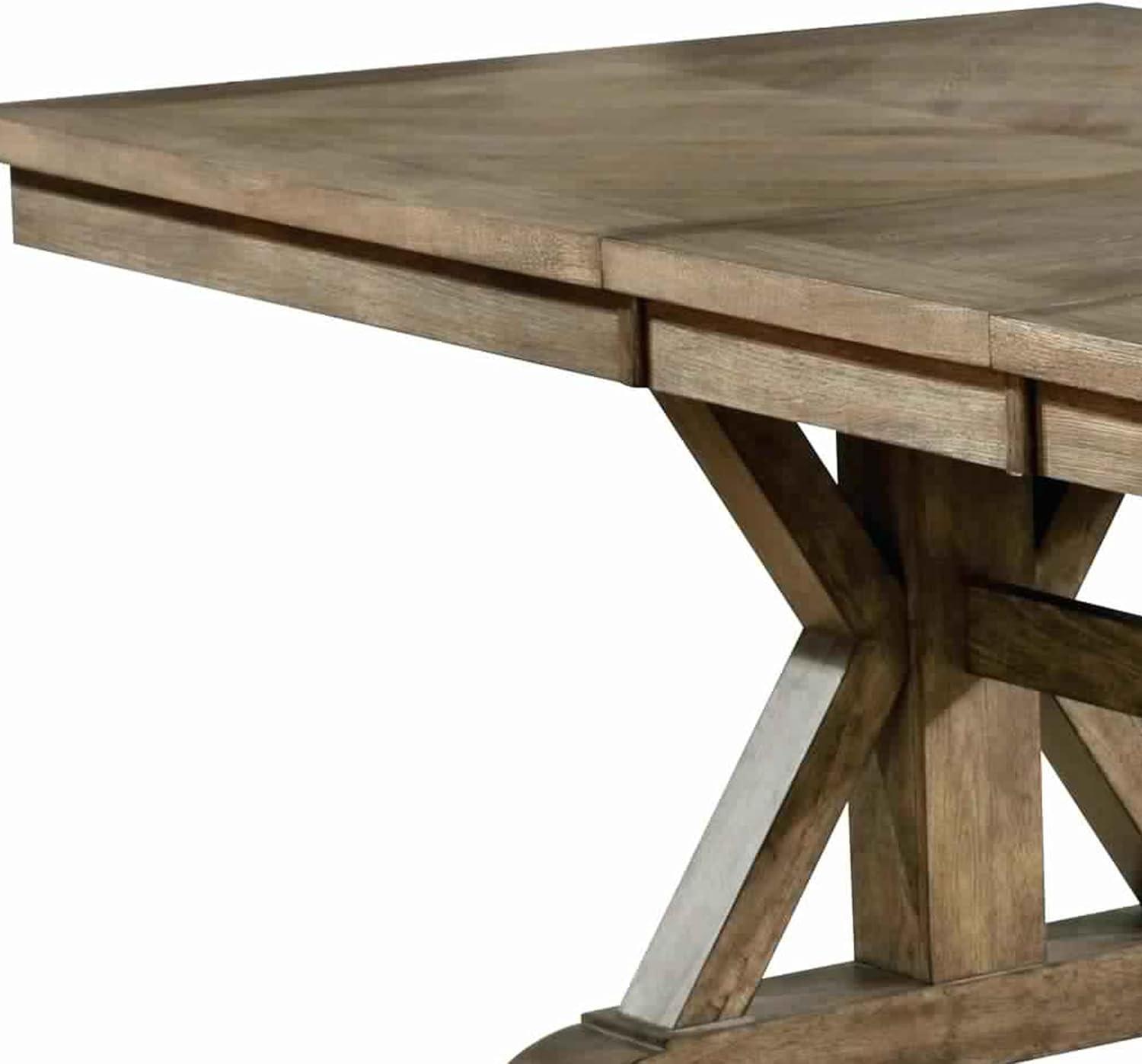 Mesa de Comedor de Madera de Estilo Transicional con Base de Caballete, Marrón