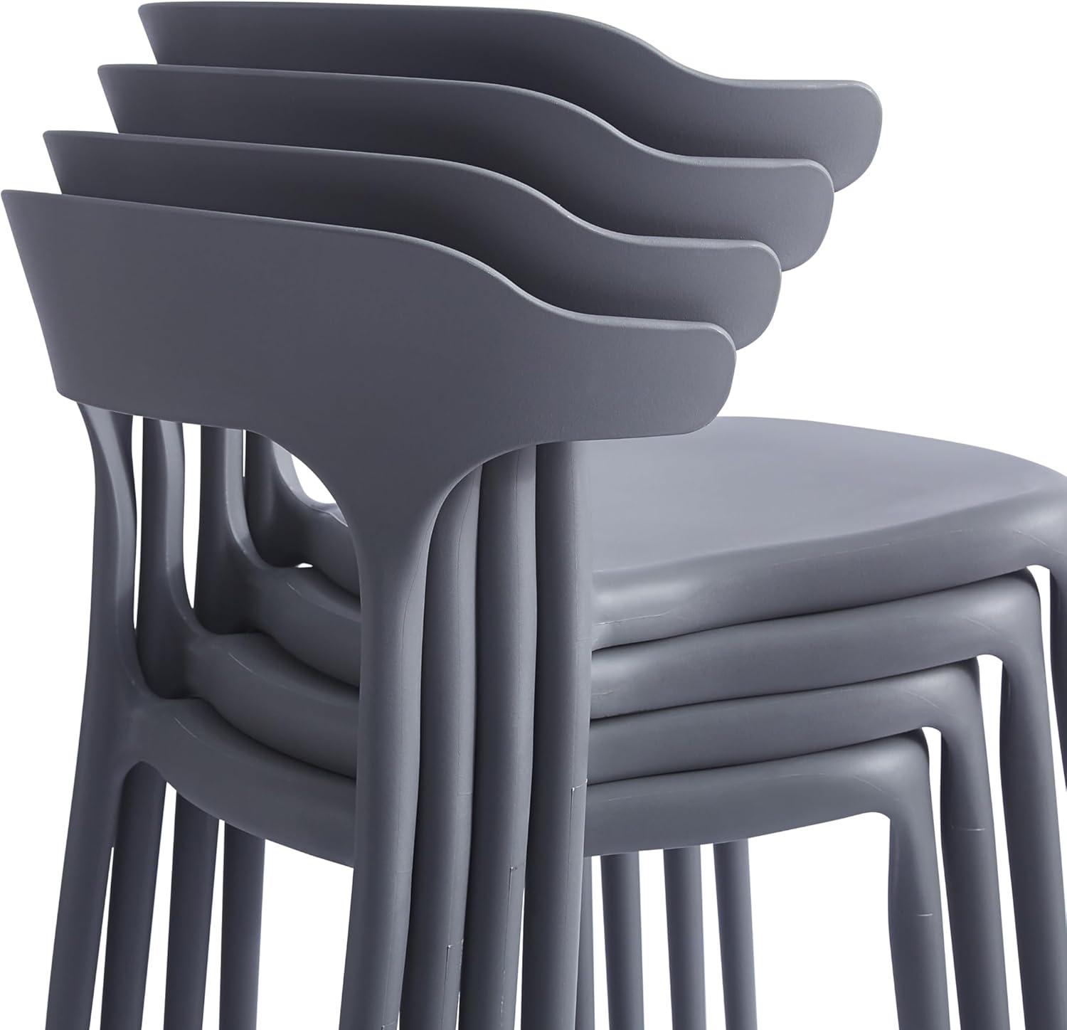 Modern Stackable Dining Chair Set, No Assembly, Plastic Chair, Patio Chair, Suitable for Indoor and Outdoor Cafes and Restaurants, Set of 4 (Pistachio Green)