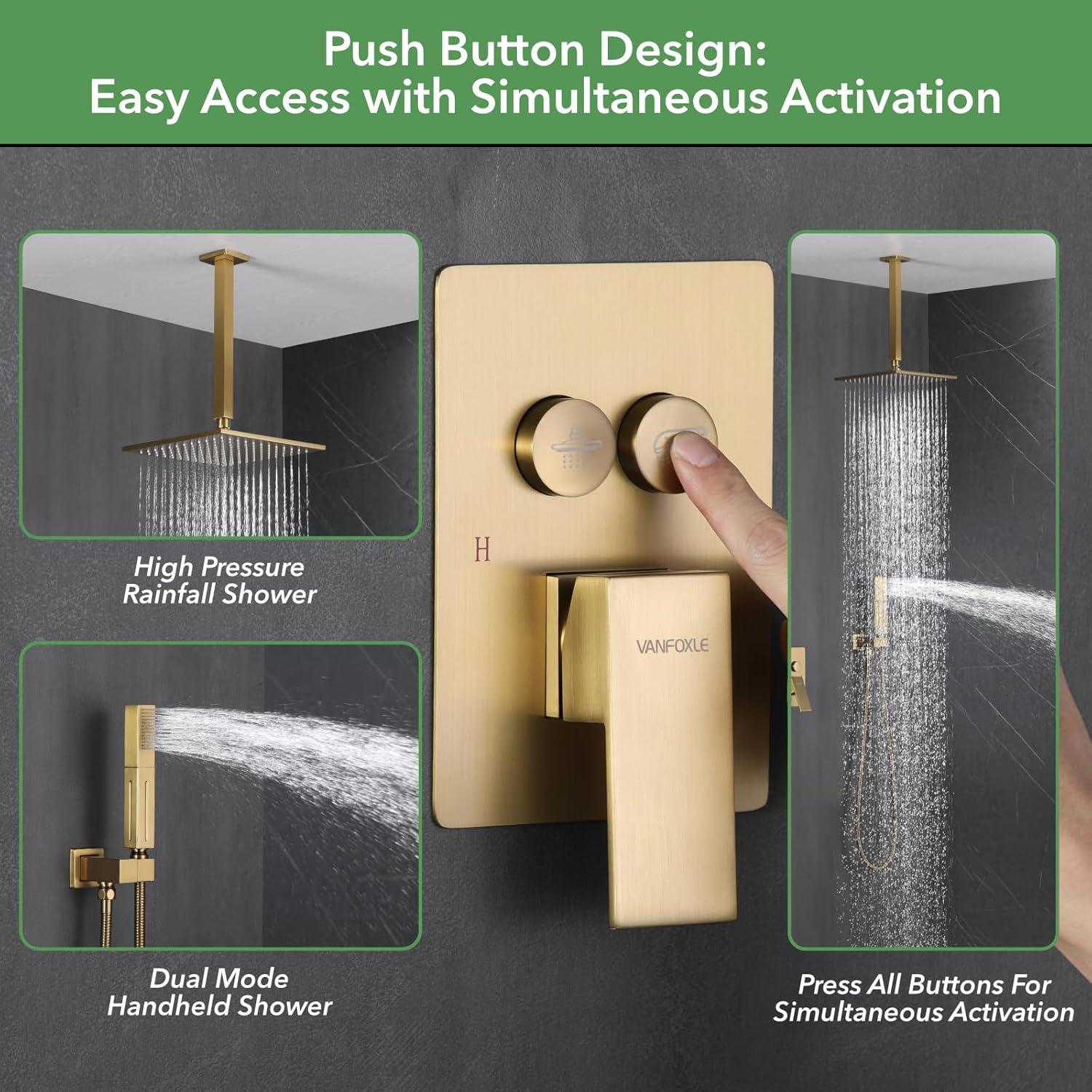 VANFOXLE Dual Function All-In-One Kit with Rough in-Valve 10 inches A2 MB