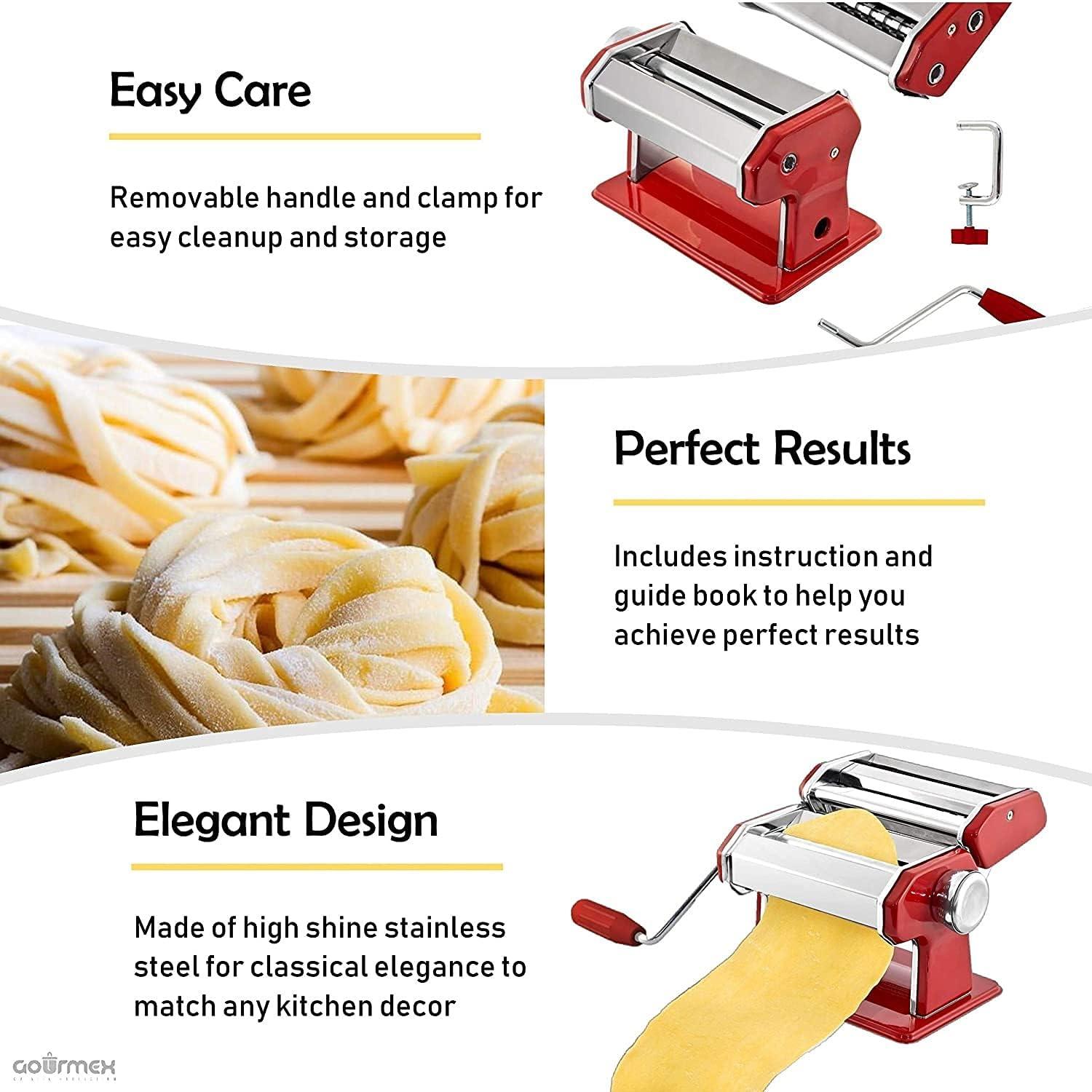 Stainless Steel Manual Pasta Maker Machine With Adjustable Thickness Settings PLUS a Jar Opener (Gift)