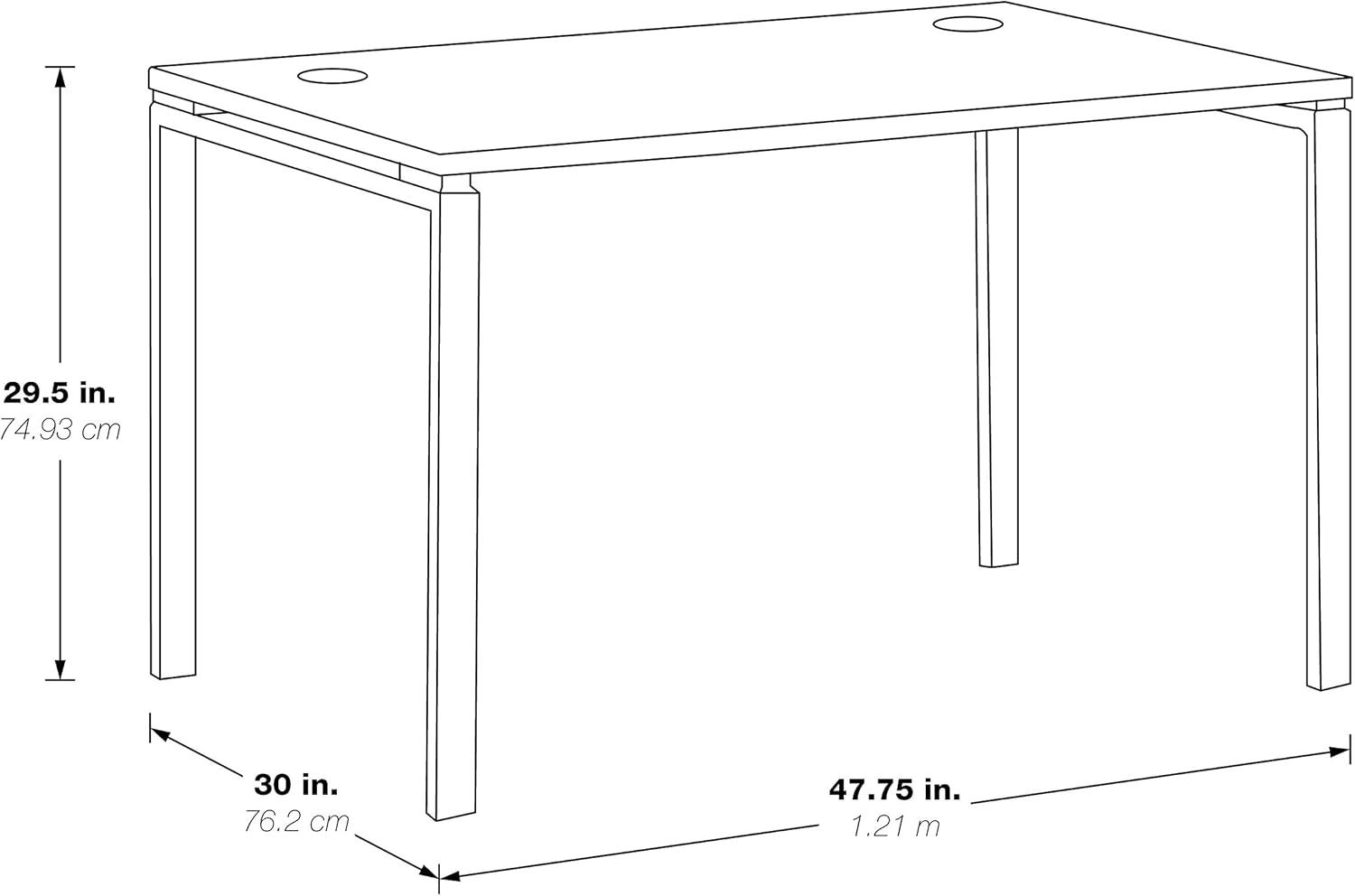 OSP Home Furnishings 48" Writing Desk with Black Laminate Top and Black Finish Metal Legs