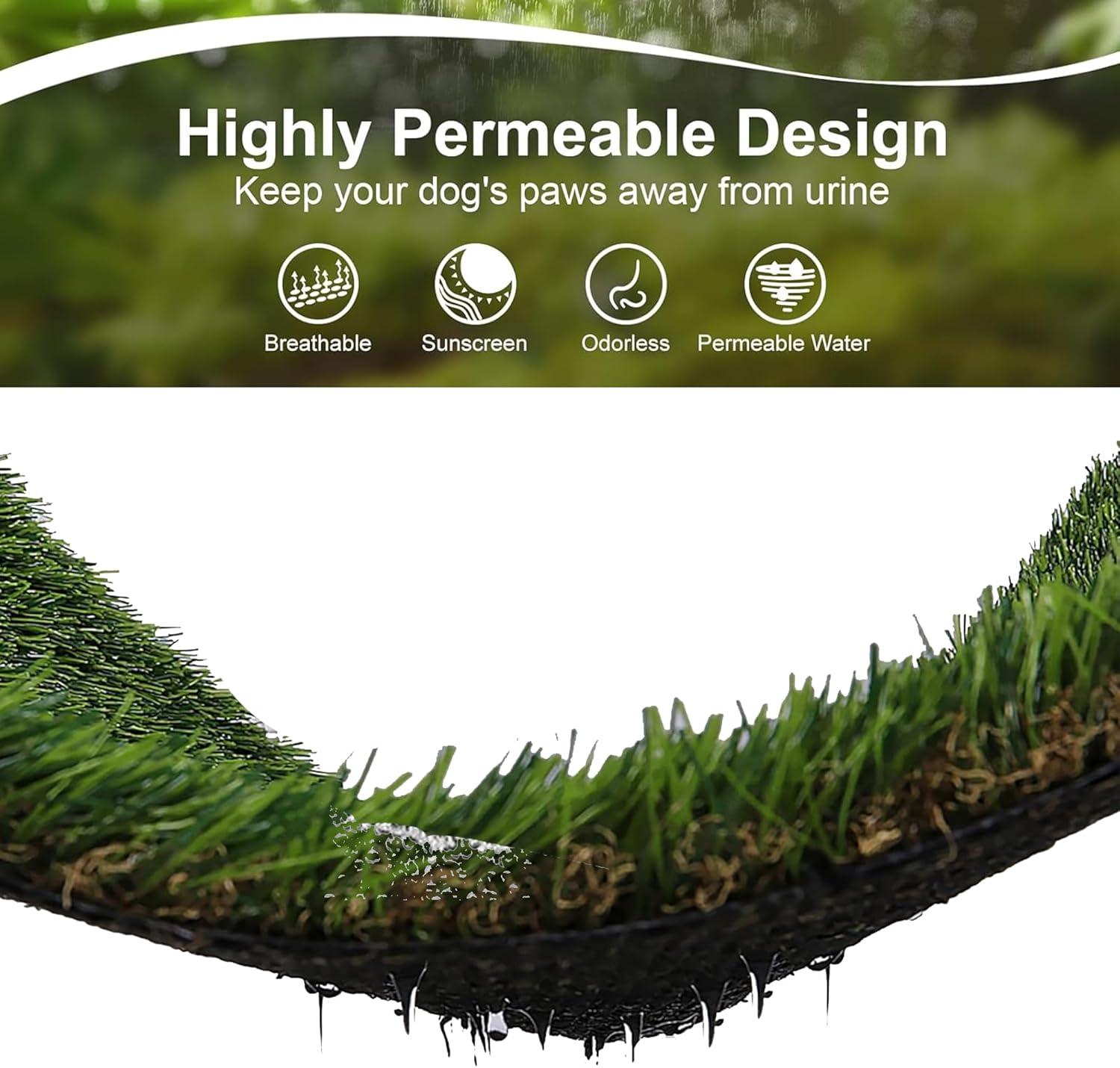 LOMANTOWN Fake Grass Dog Potty Pad Portable Dog Turf Trainer Grass with Tray, 30"x20"