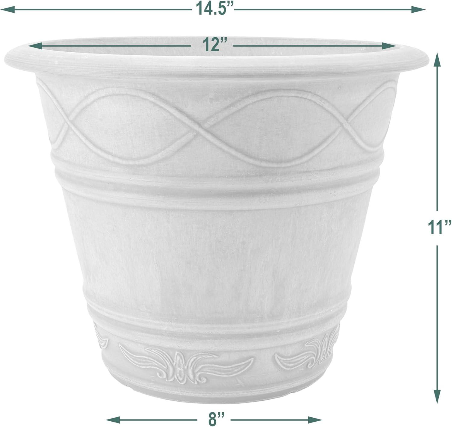 Large Terra Cotta Composite Round Outdoor Planter